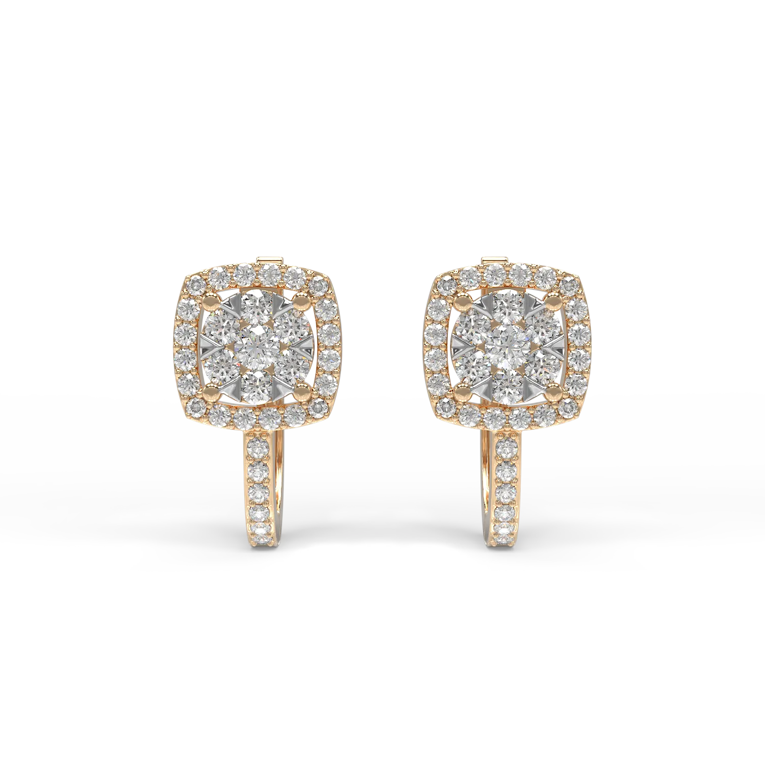 Yellow gold geometric earrings with 0.4ct diamonds