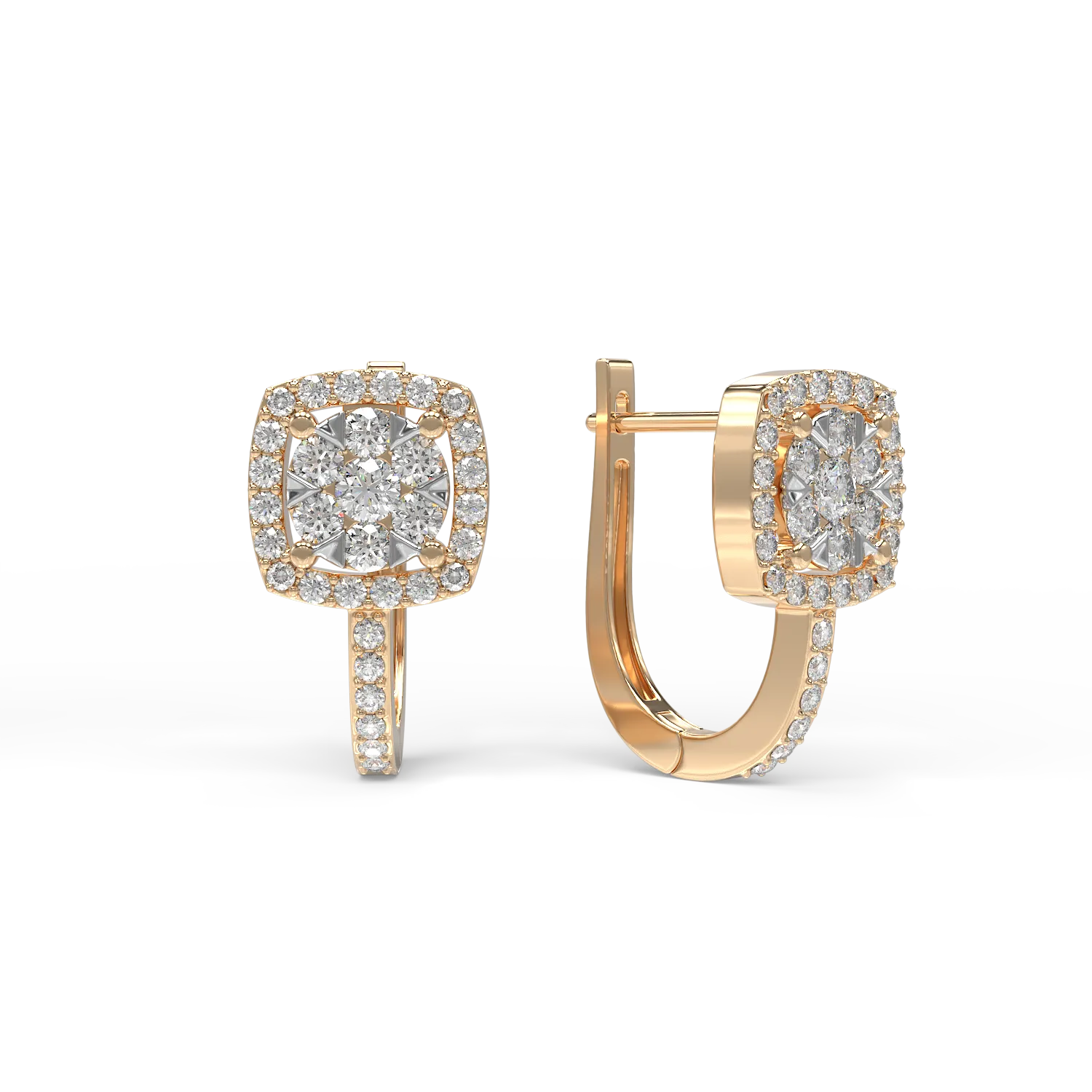 Yellow gold geometric earrings with 0.4ct diamonds