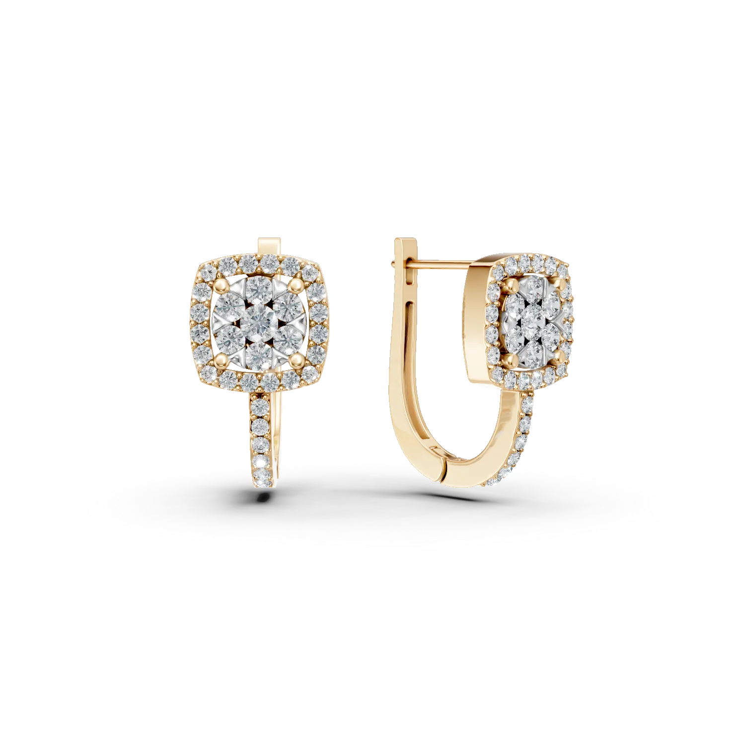 Cercei geometrici din aur galben cu diamante de 0.4ct