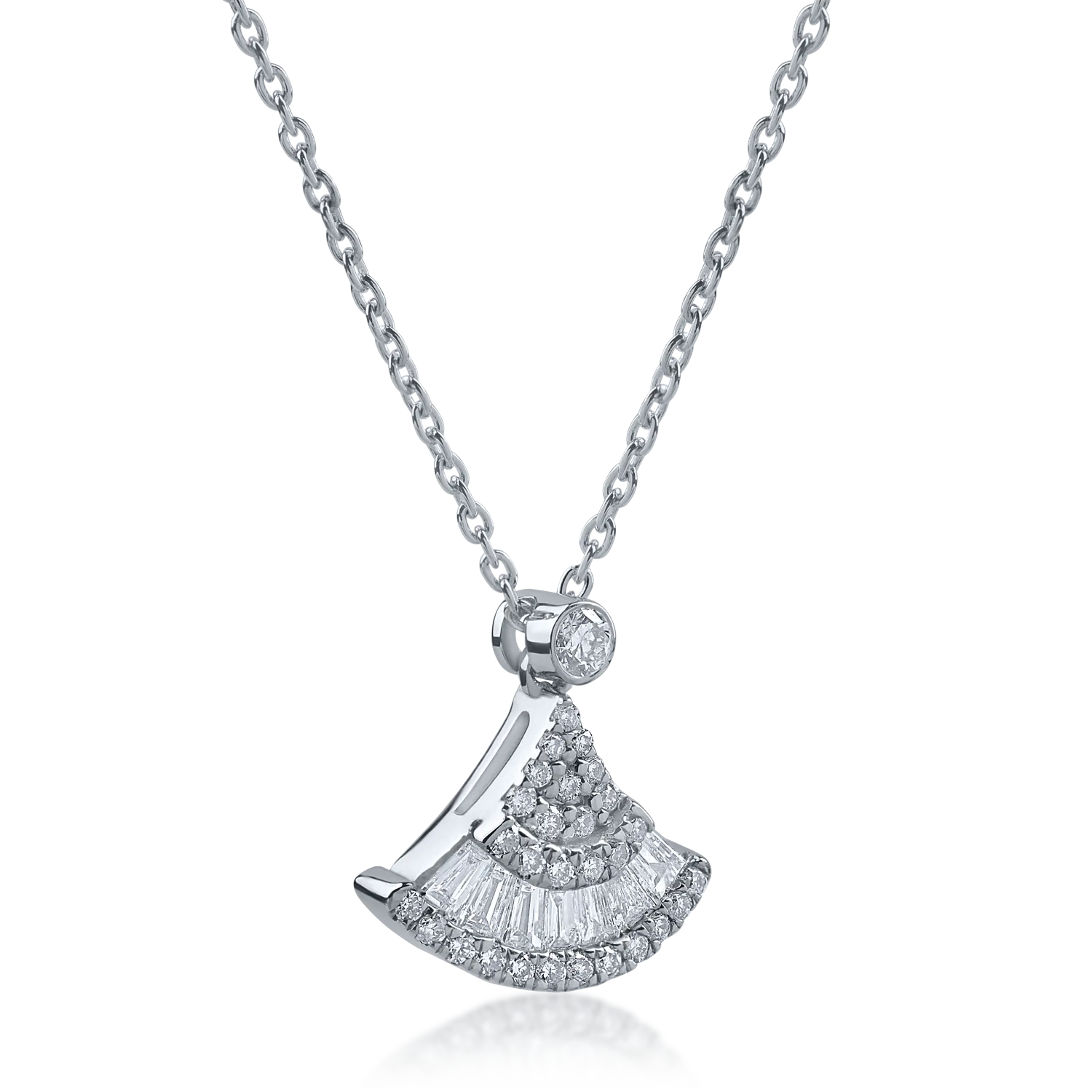 Lant cu pandantiv din aur alb cu diamante de 0.36ct