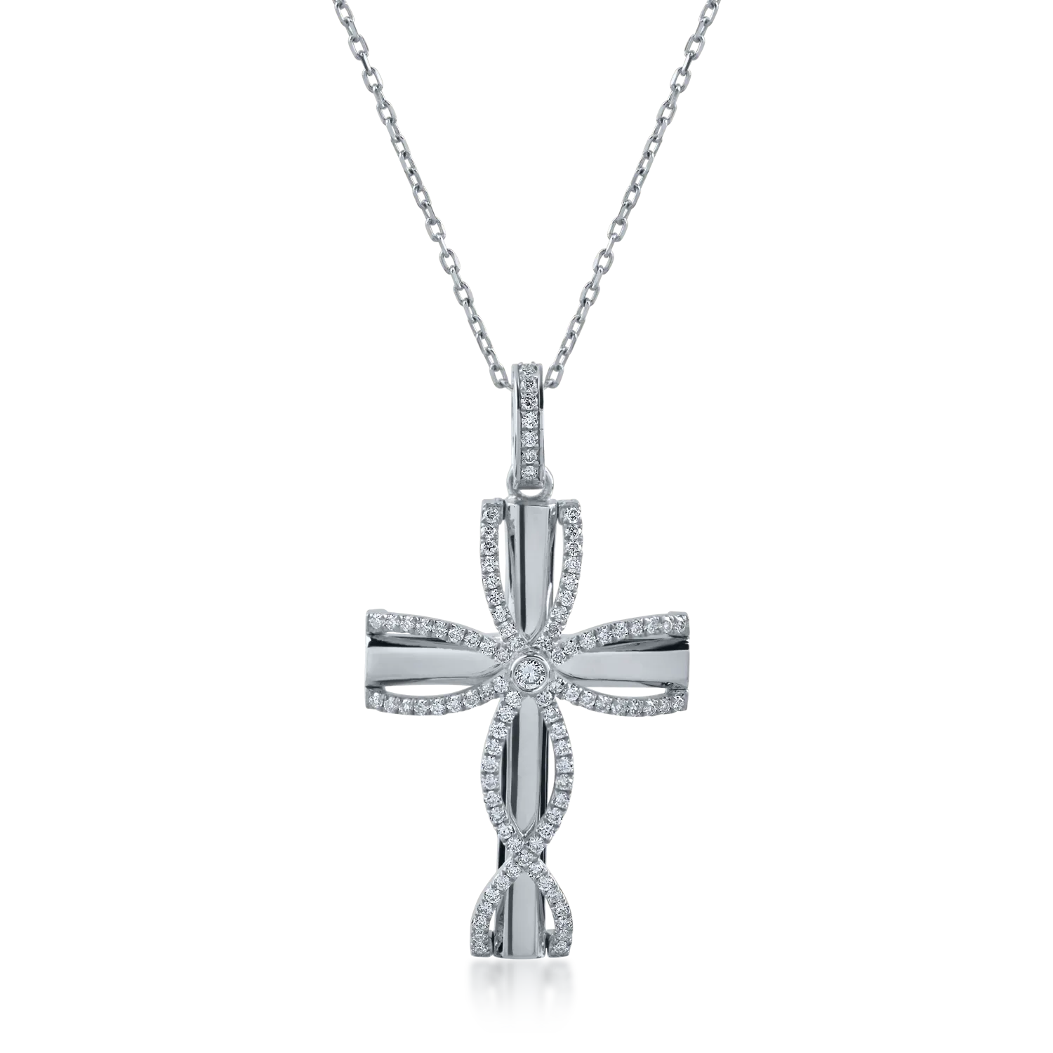 White gold cross pendant necklace with 0.32ct diamonds