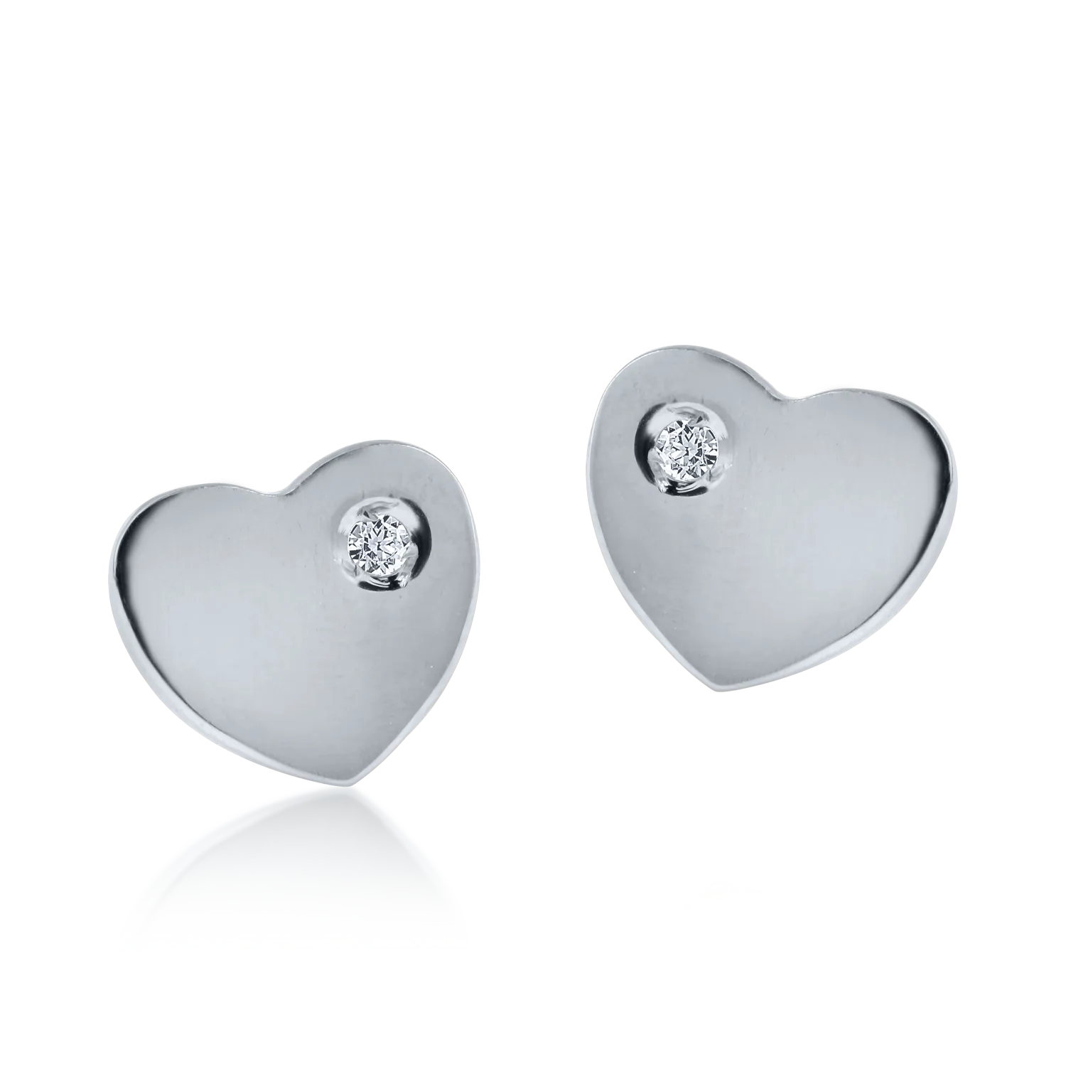 White gold heart children's earrings