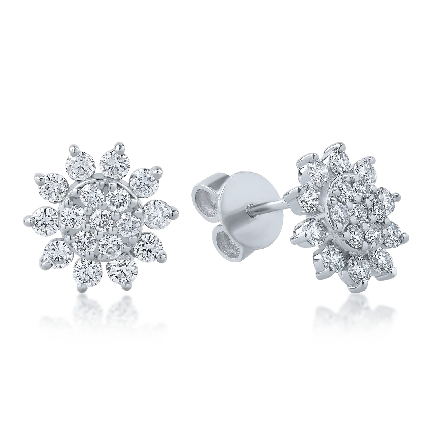 Cercei florali din aur alb cu diamante de 1.02ct