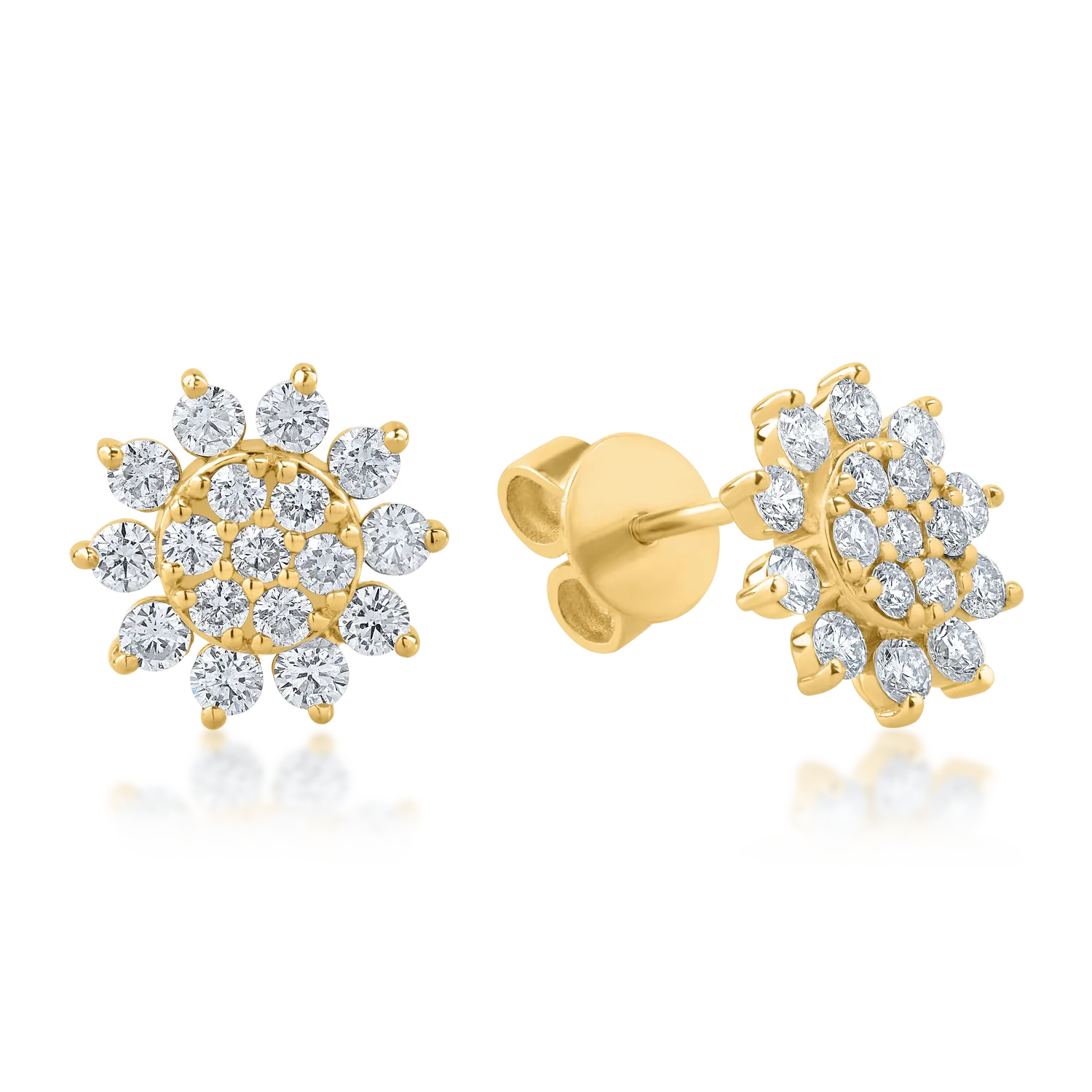 Sárga arany fülbevaló 1.02ct gyémántokkal