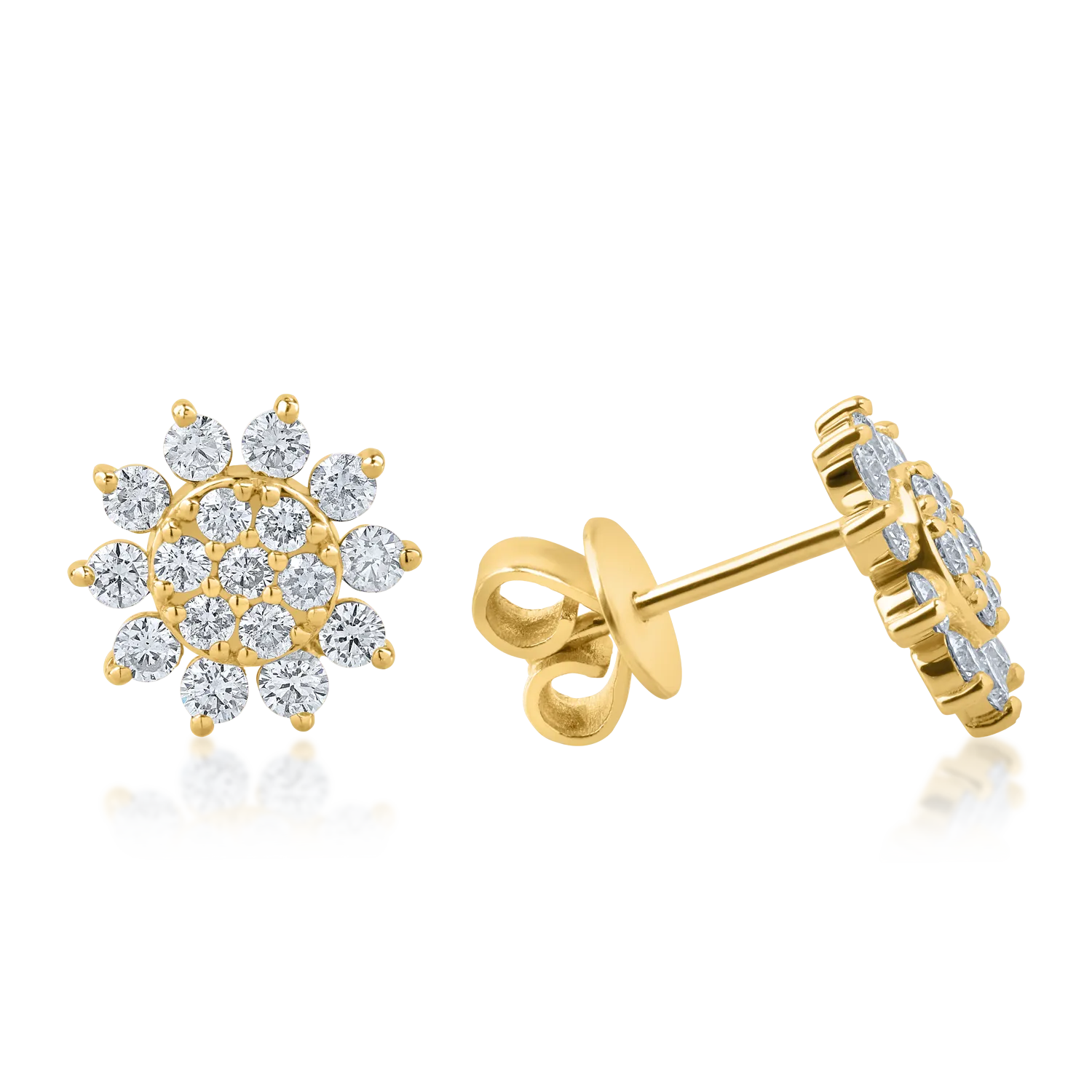 Sárga arany fülbevaló 1.02ct gyémántokkal