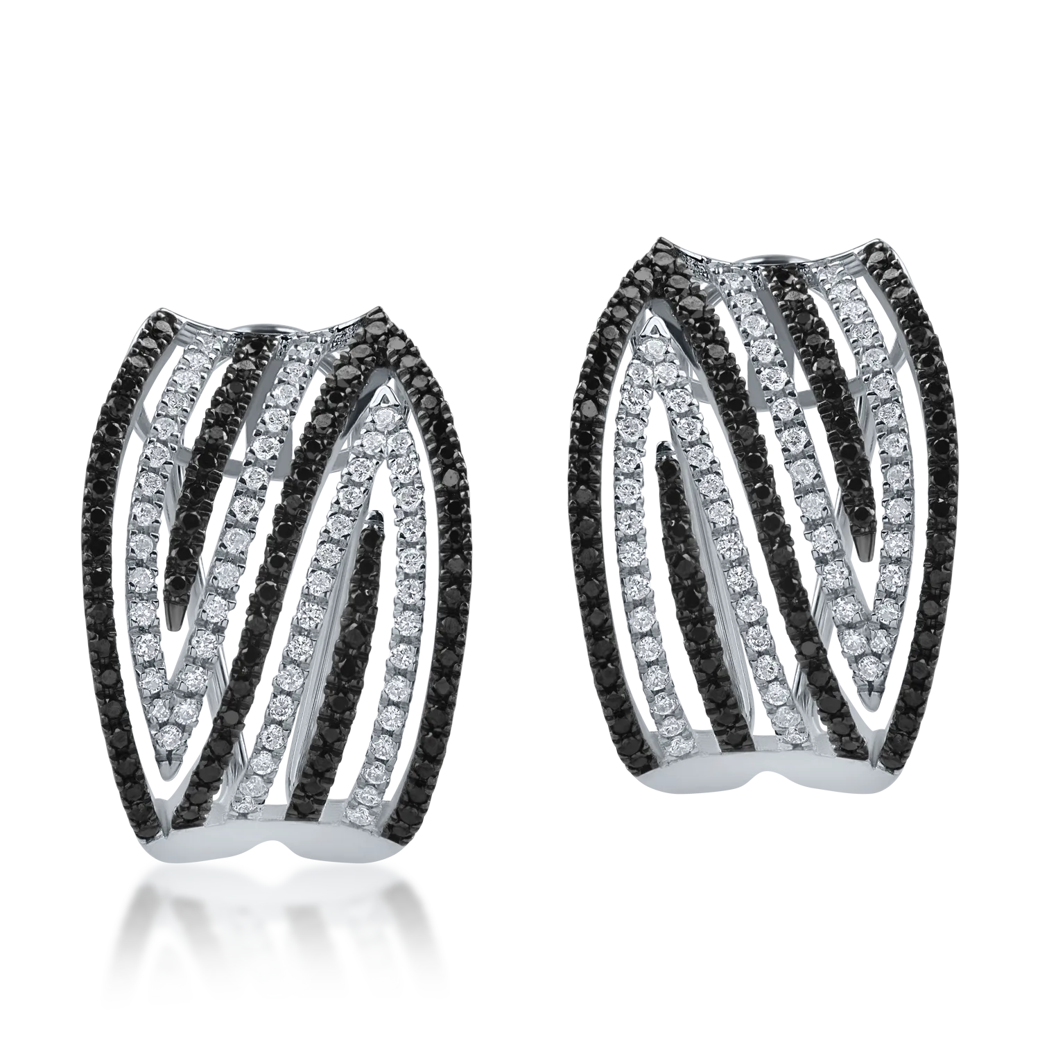 Cercei din aur alb cu diamante transparente de 0.38ct si diamante negre de 0.47ct-163765