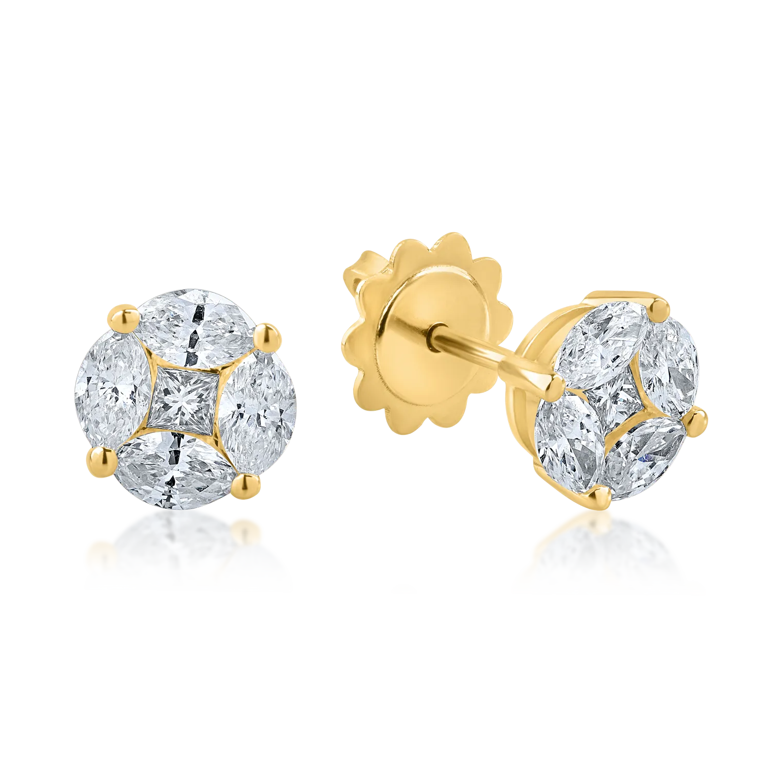 Teilor Cercei din aur galben cu diamante de 1.13ct