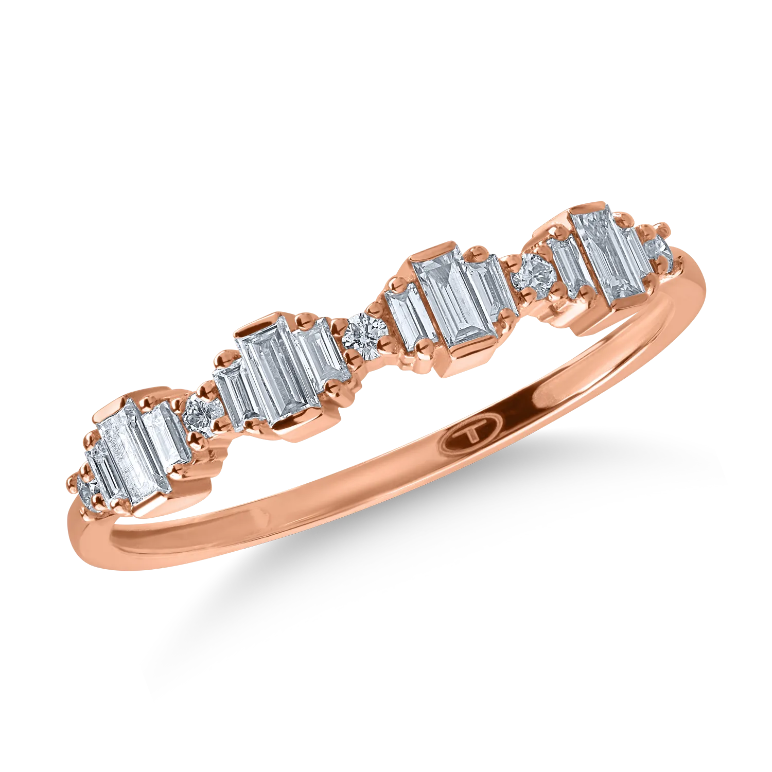 Inel din aur roz cu diamante baguette de 0.2ct