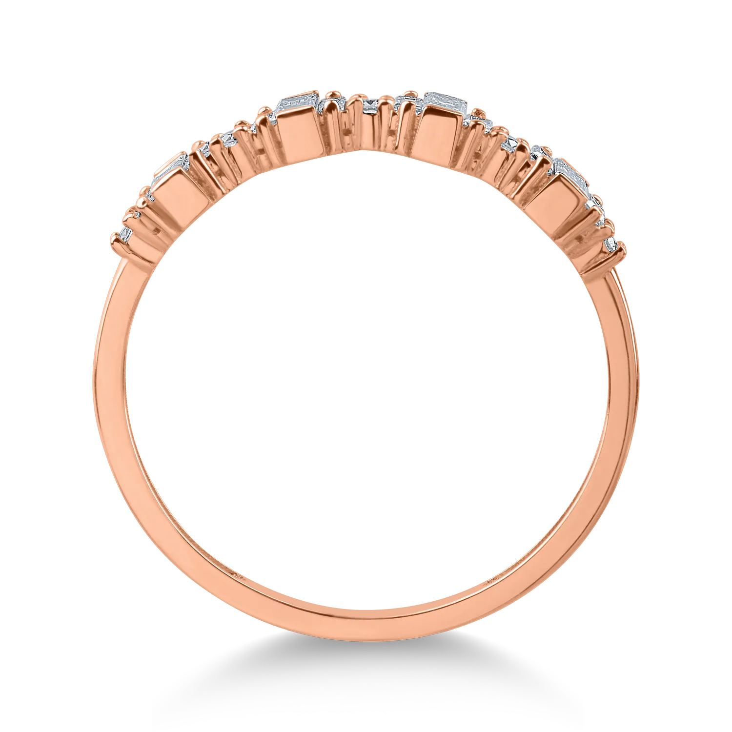 Inel din aur roz cu diamante baguette de 0.24ct