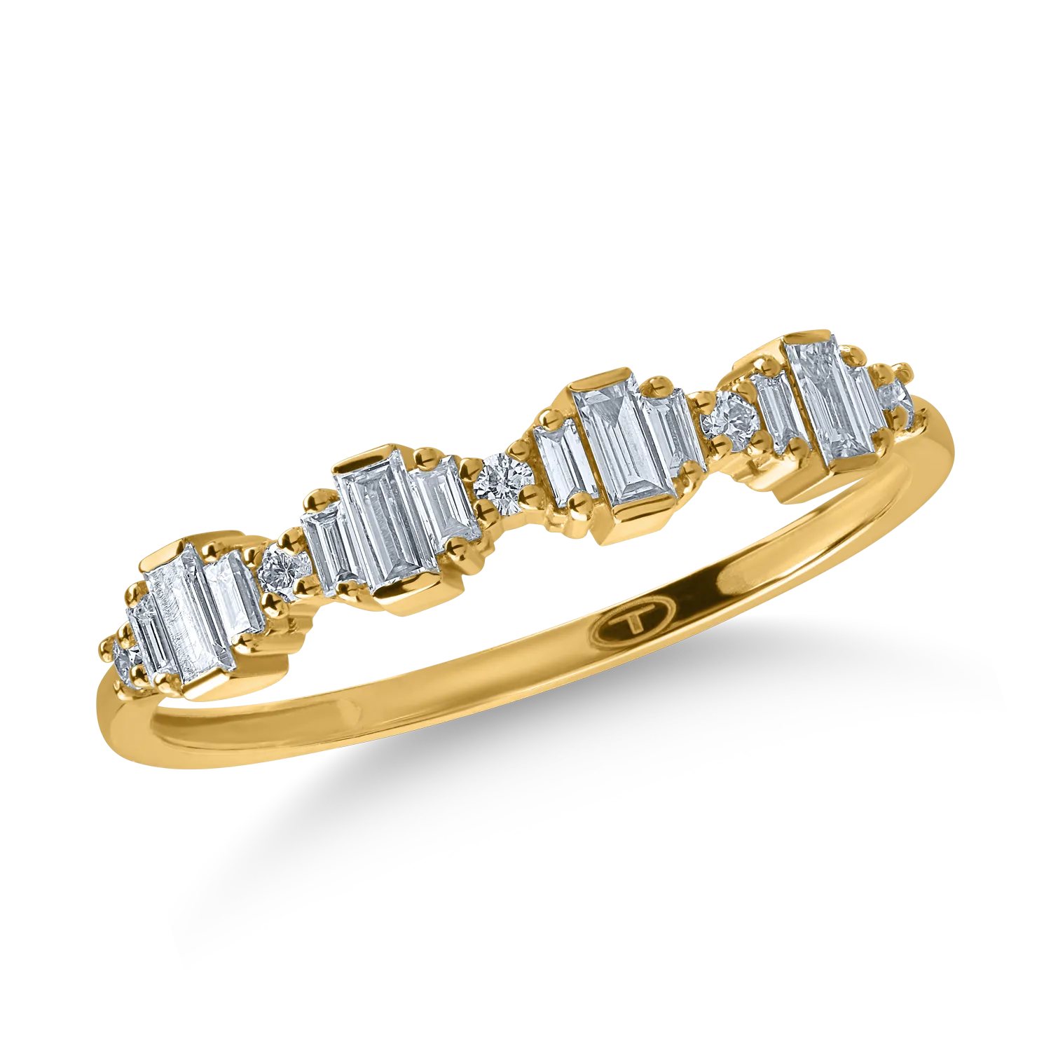 Sárga arany gyűrű 0.24ct gyémántokkal