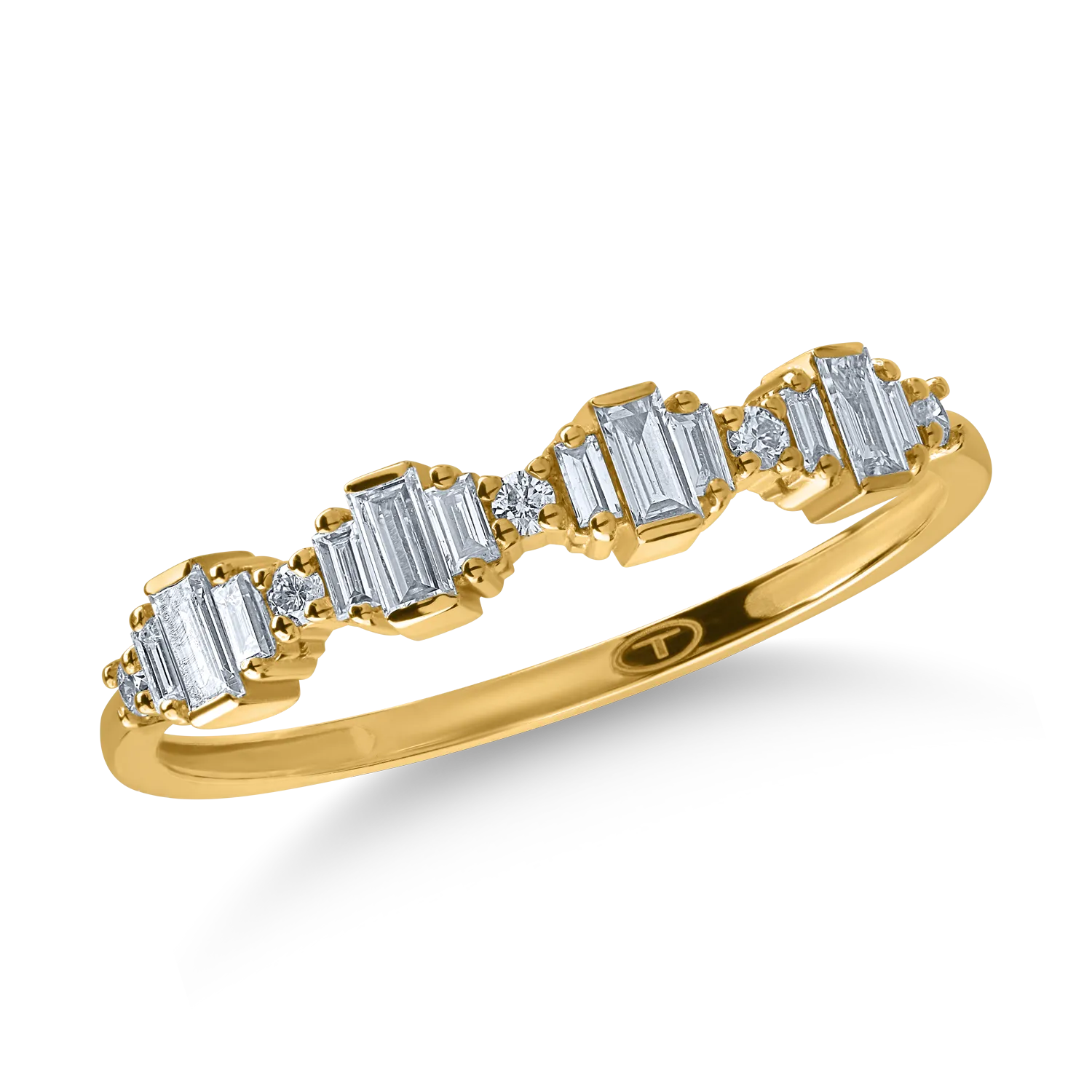 Teilor Inel din aur galben cu diamante baguette de 0.2ct