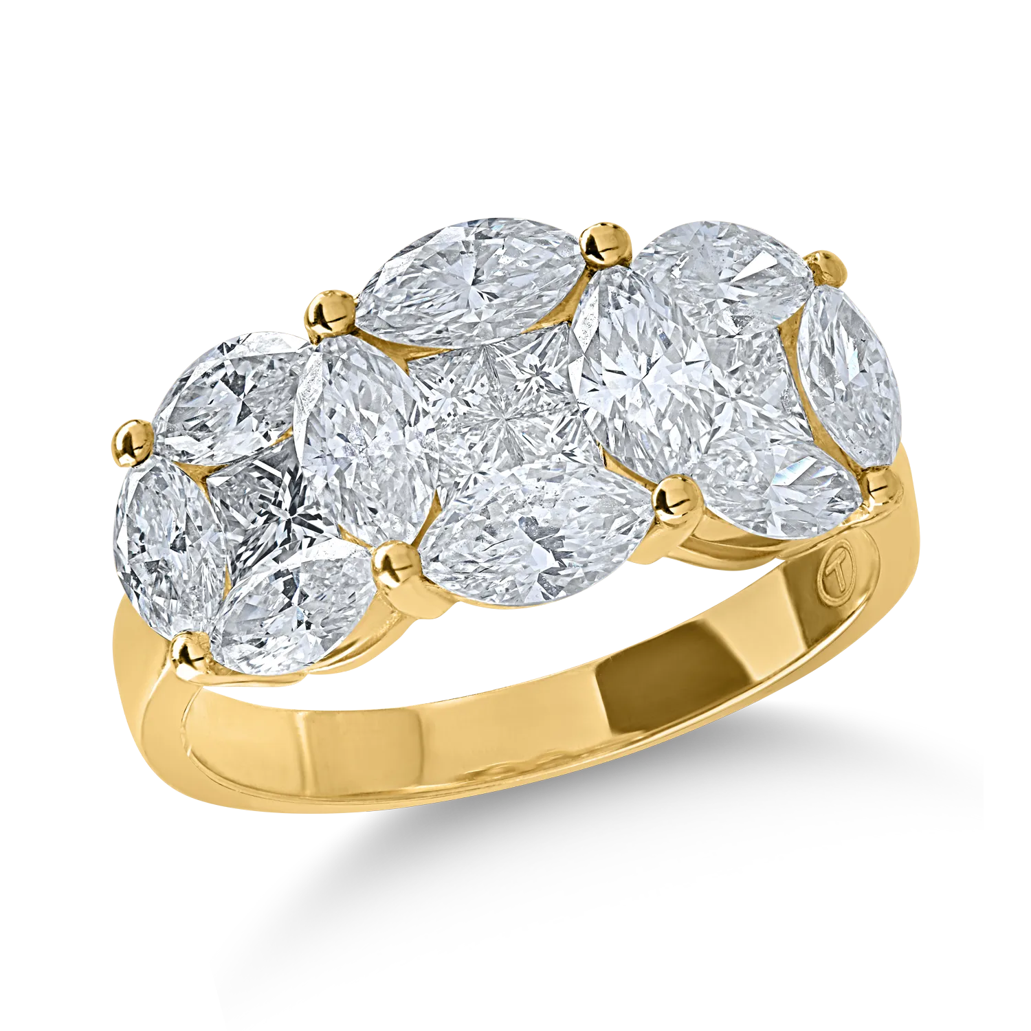 Sárga arany gyűrű 2.13ct gyémántokkal