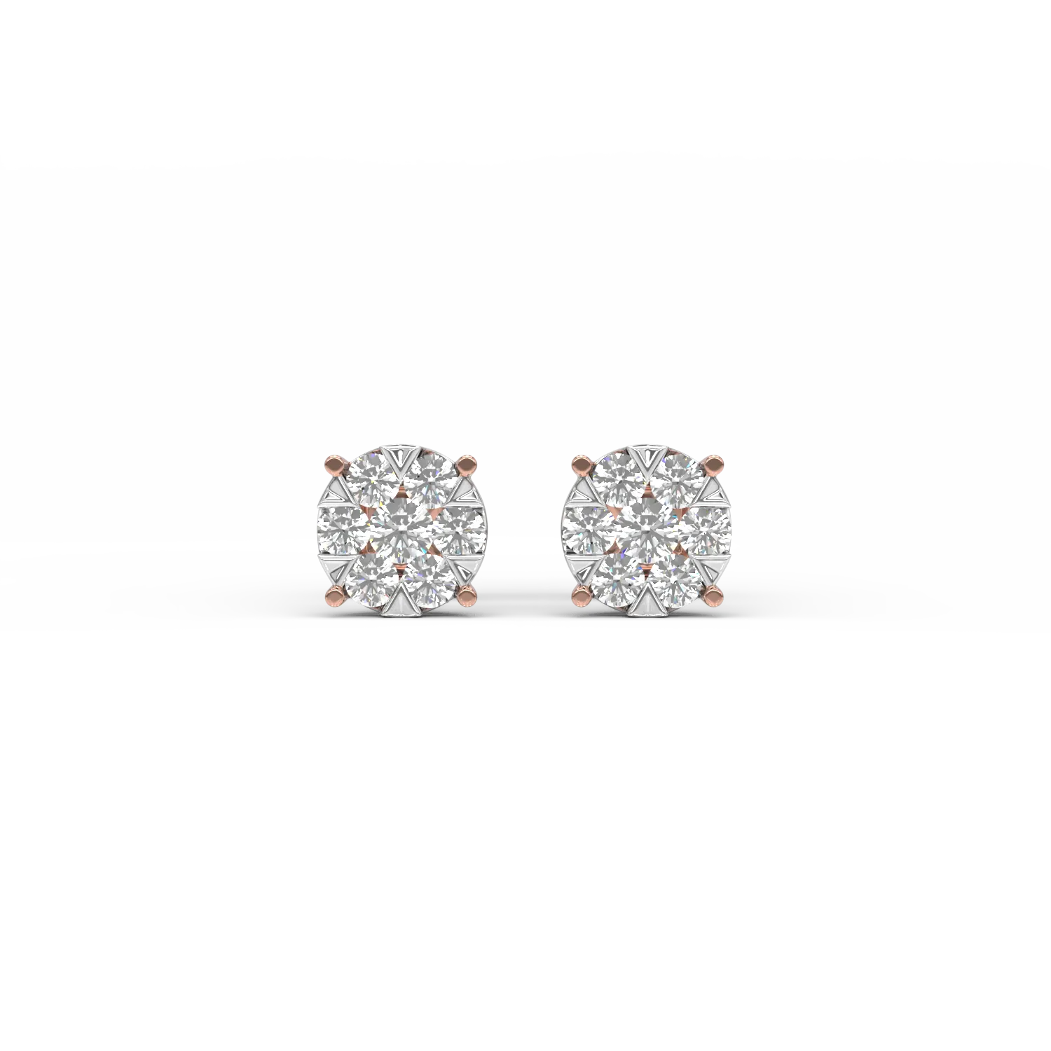 Обеци от бяло розово злато с 0.22кt диаманти