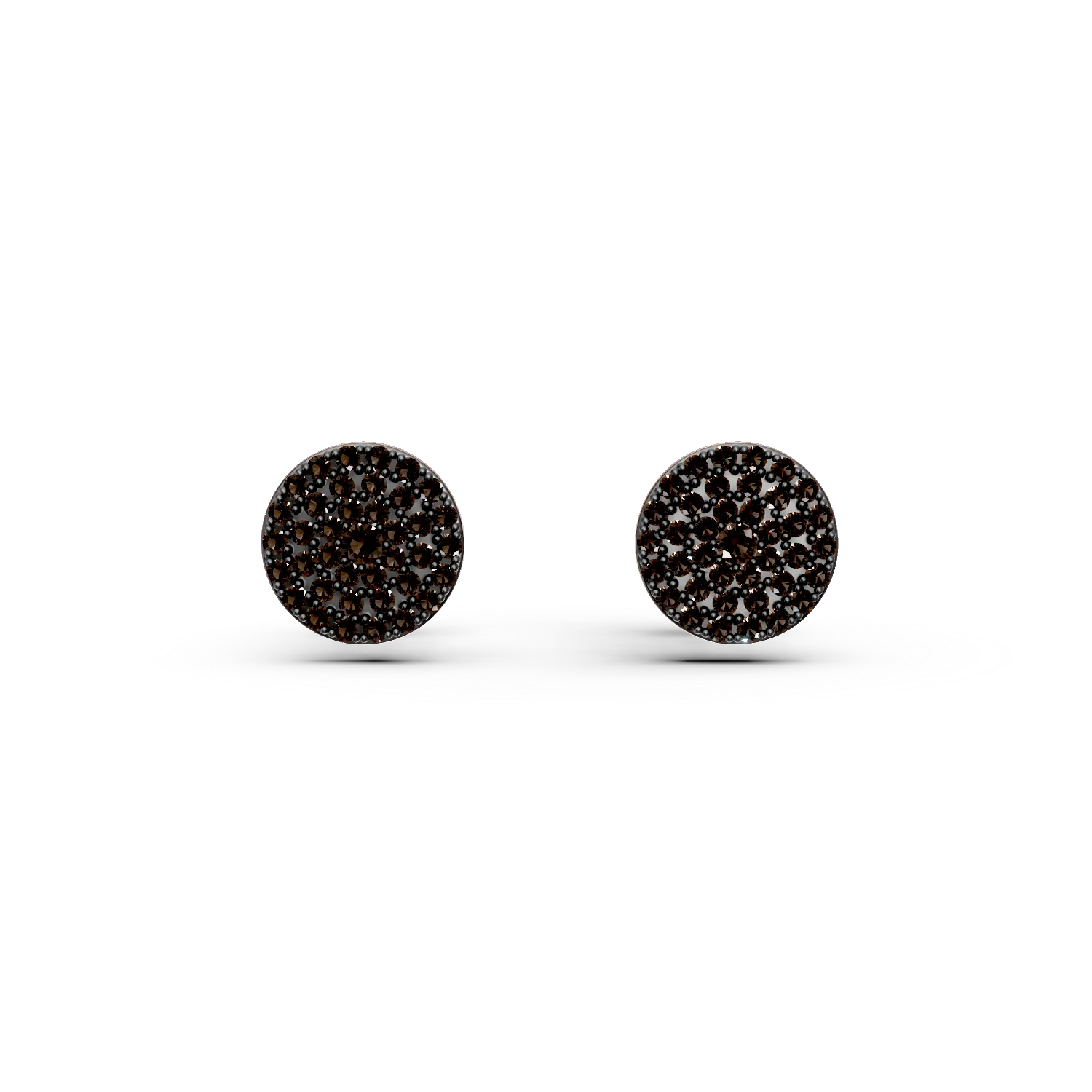 Cercei rotunzi din aur roz cu diamante microsetting maro de 0.4ct