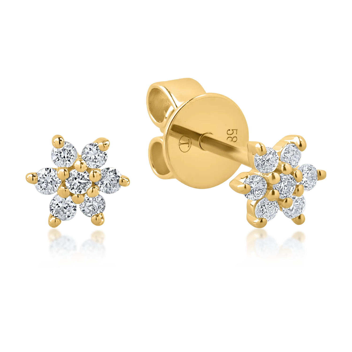 Sárga arany fülbevaló 0.14ct gyémántokkal