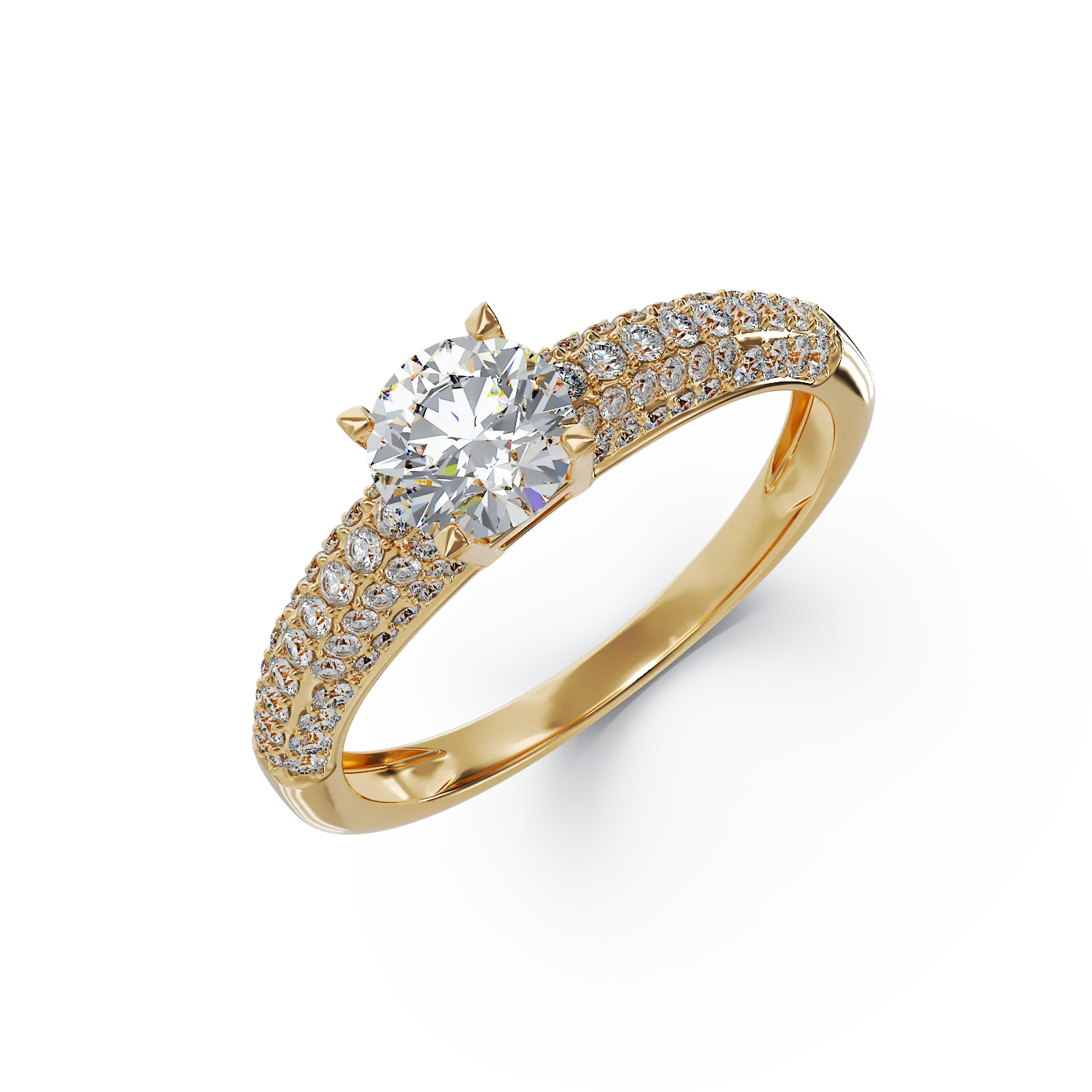 Yellow gold engagement ring with zirconia