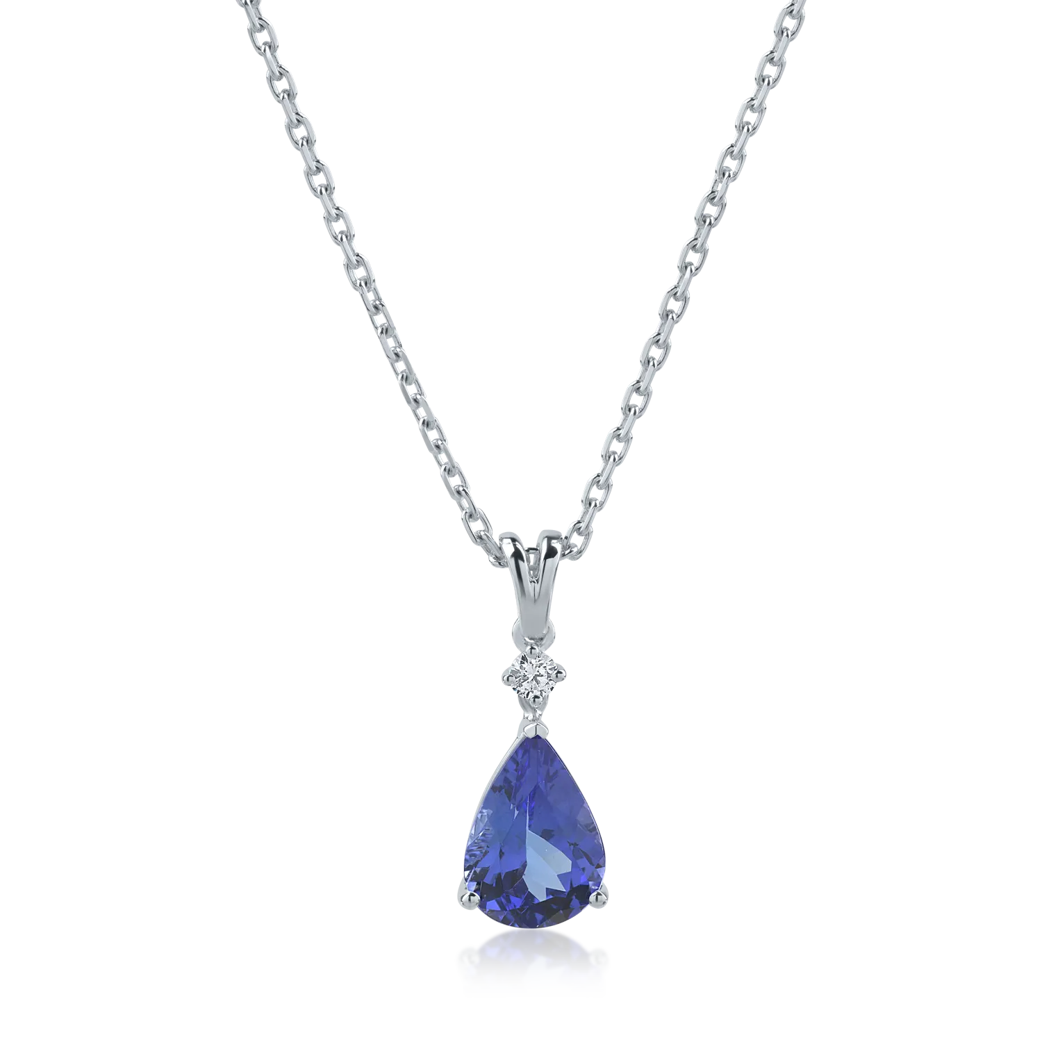 White gold pendant necklace with 3.44ct tanzanite and 0.09ct diamond