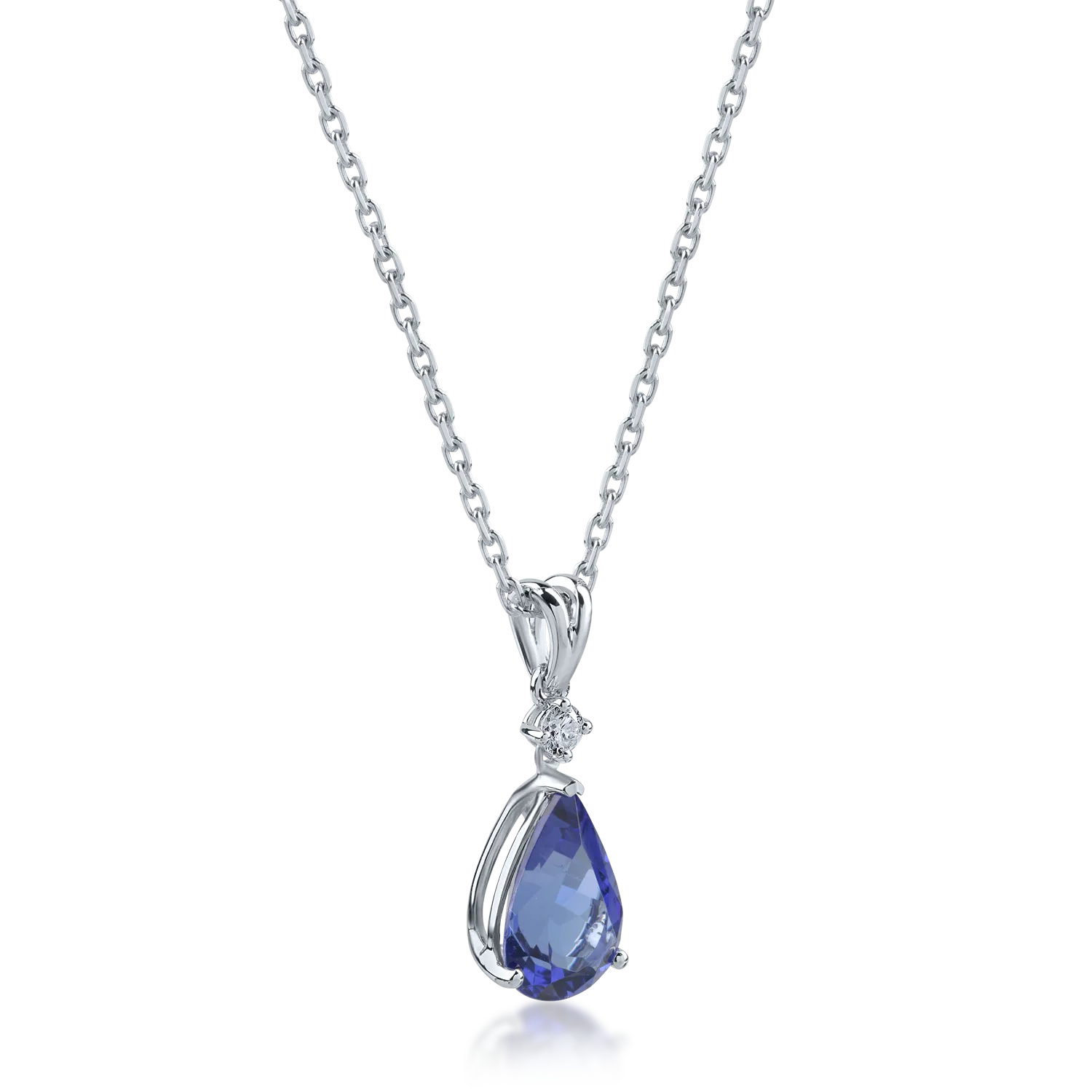 White gold pendant necklace with 3.44ct tanzanite and 0.09ct diamond