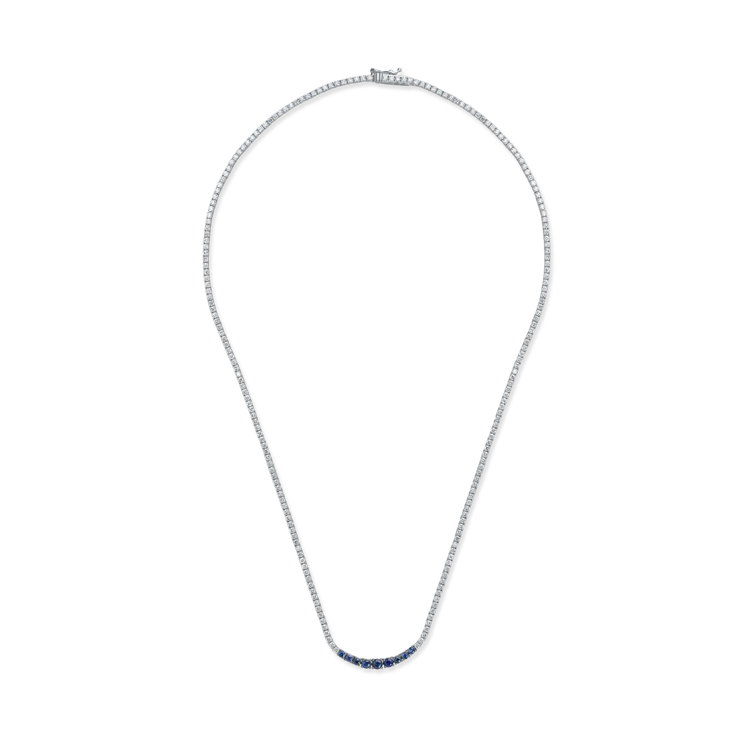 Colier tennis din aur alb cu safire de 0.66ct si diamante de 3.52ct-164131