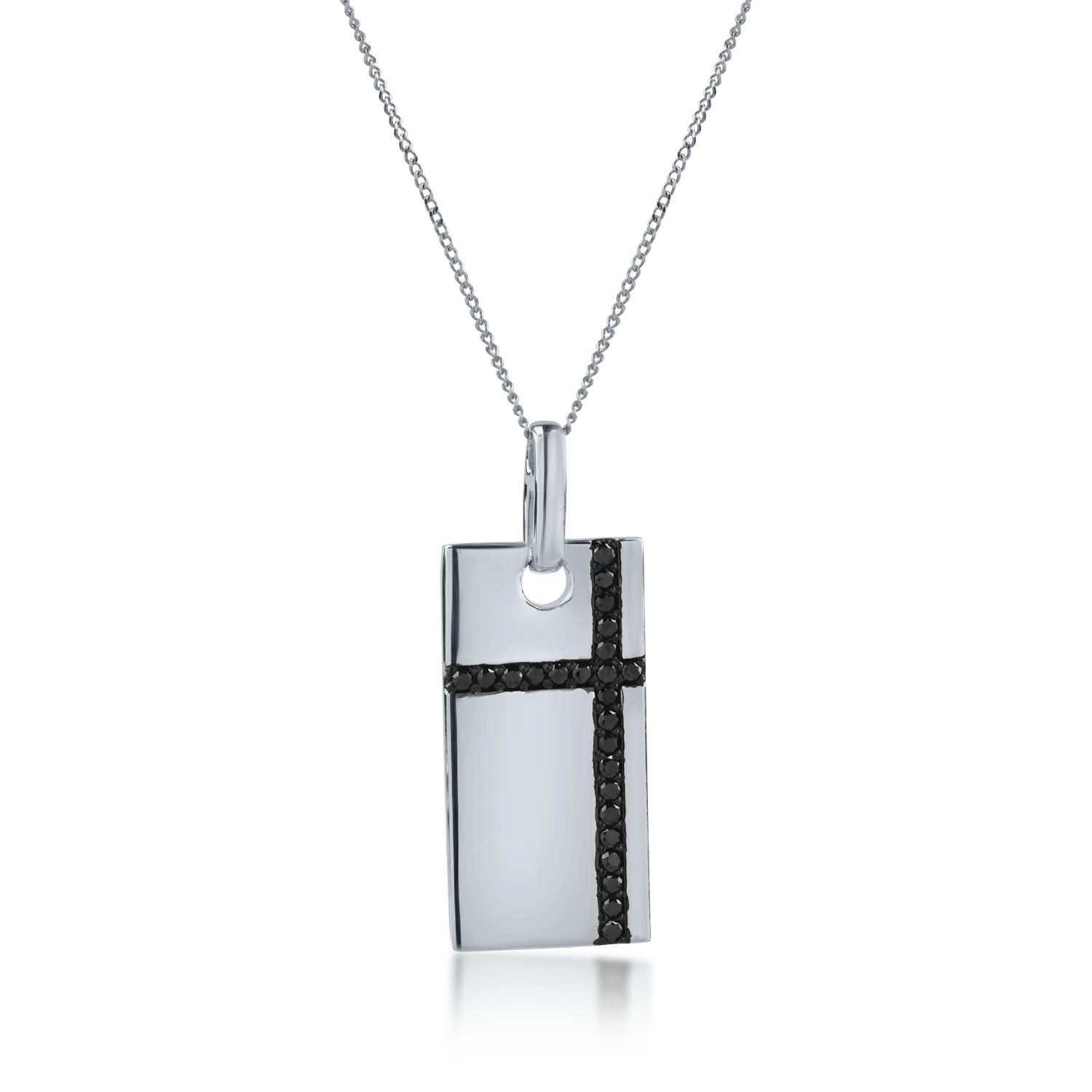 Platinum pendant necklace with 0.26ct black diamonds