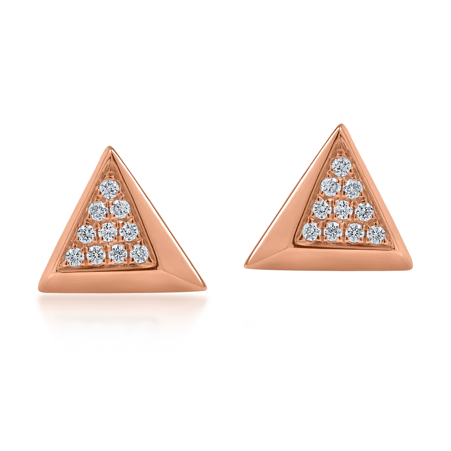 Geometryczne kolczyki z różowego złota z diamentami o masie 0.056ct