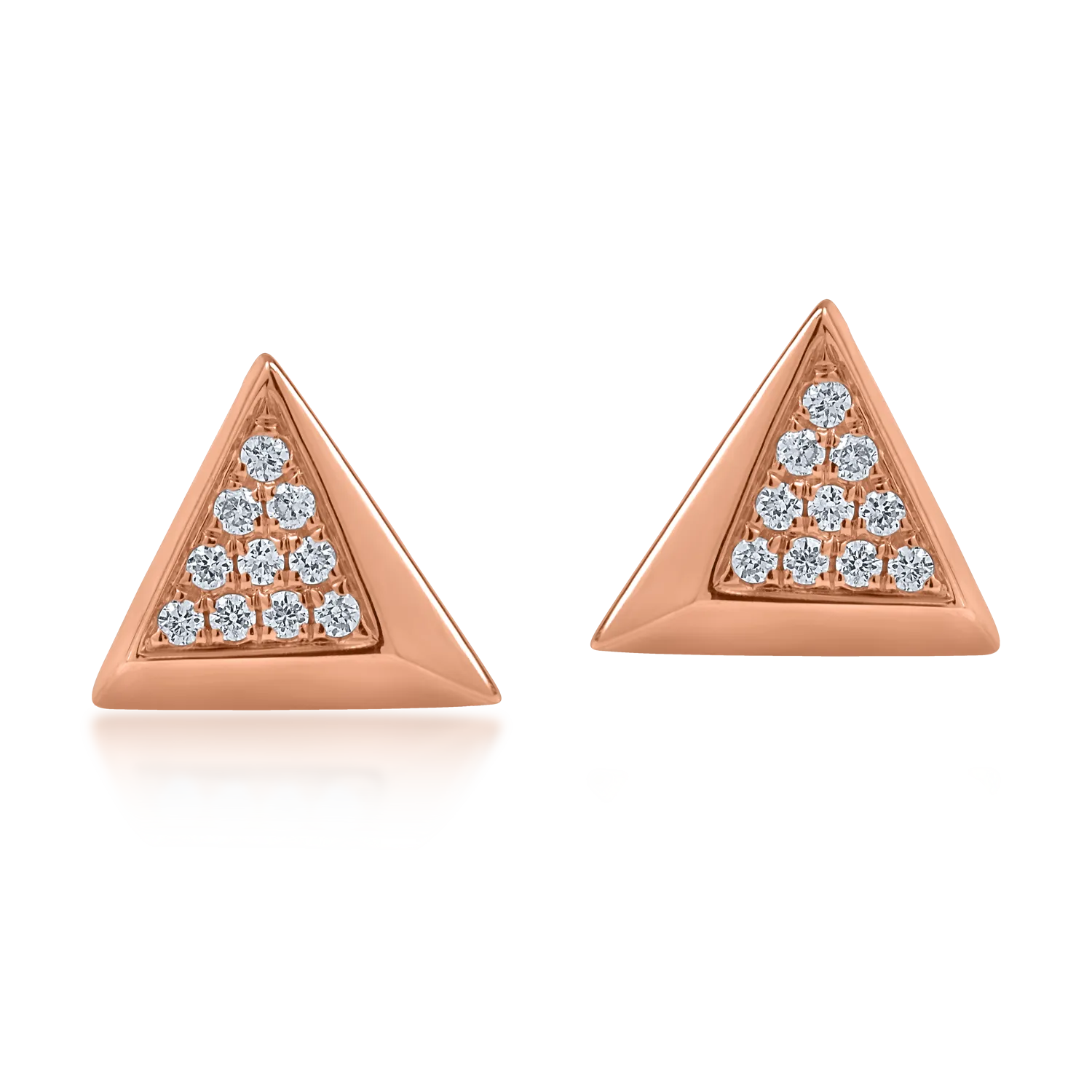 Rózsarany geometrikus fülbevaló 0.056ct gyémántokkal