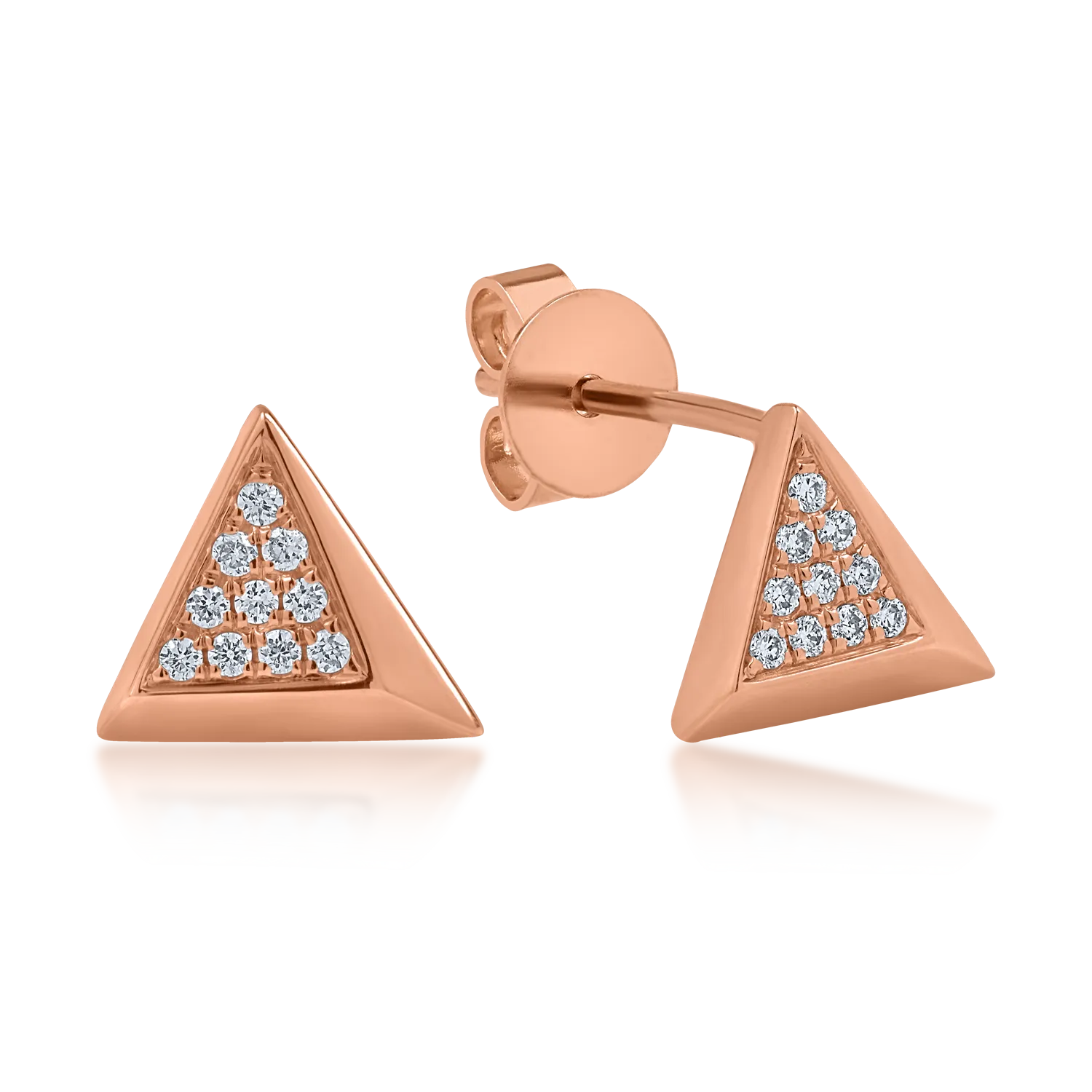 Teilor Cercei geometrici din aur roz cu diamante de 0.056ct