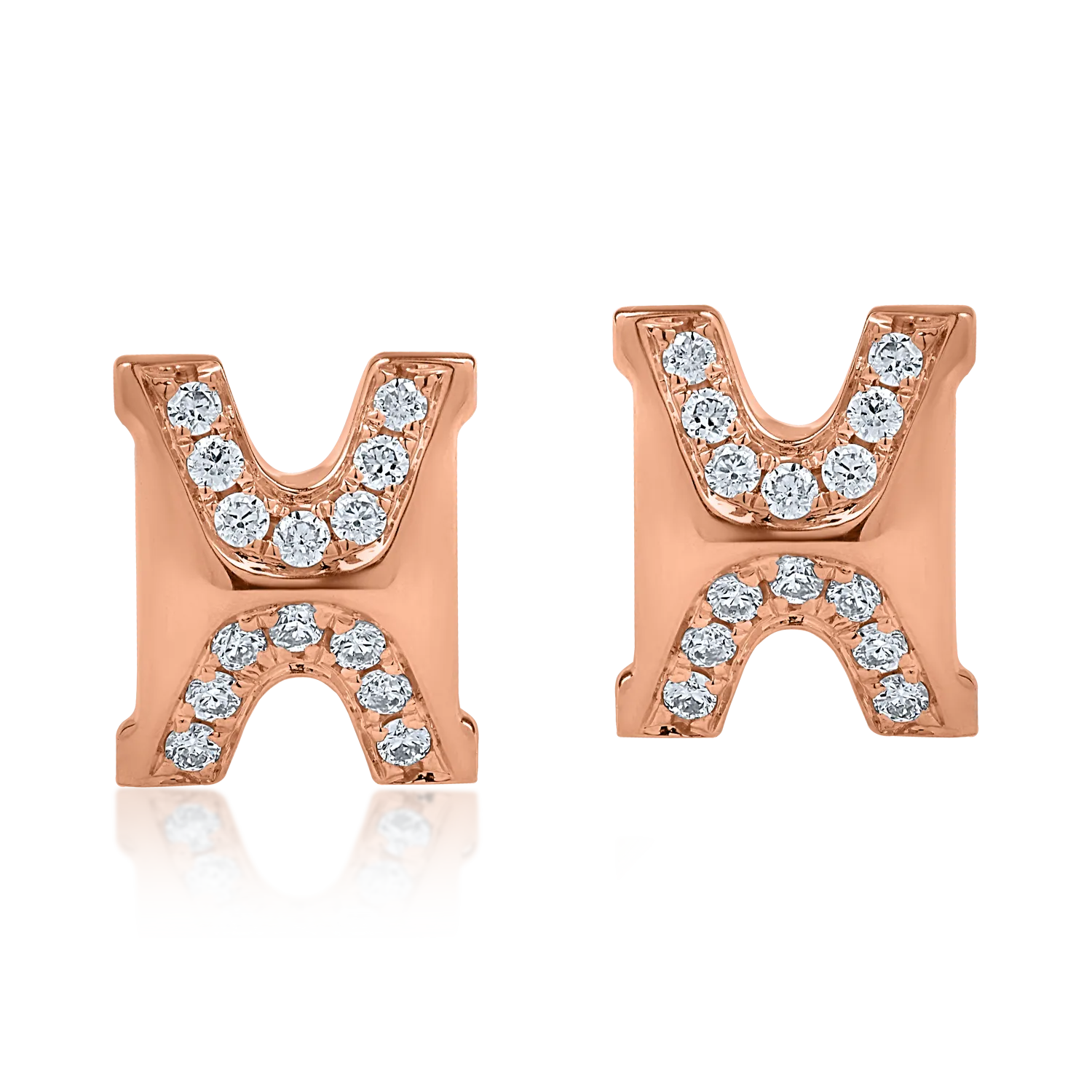 Cercei din aur roz cu diamante de 0.15ct-164150