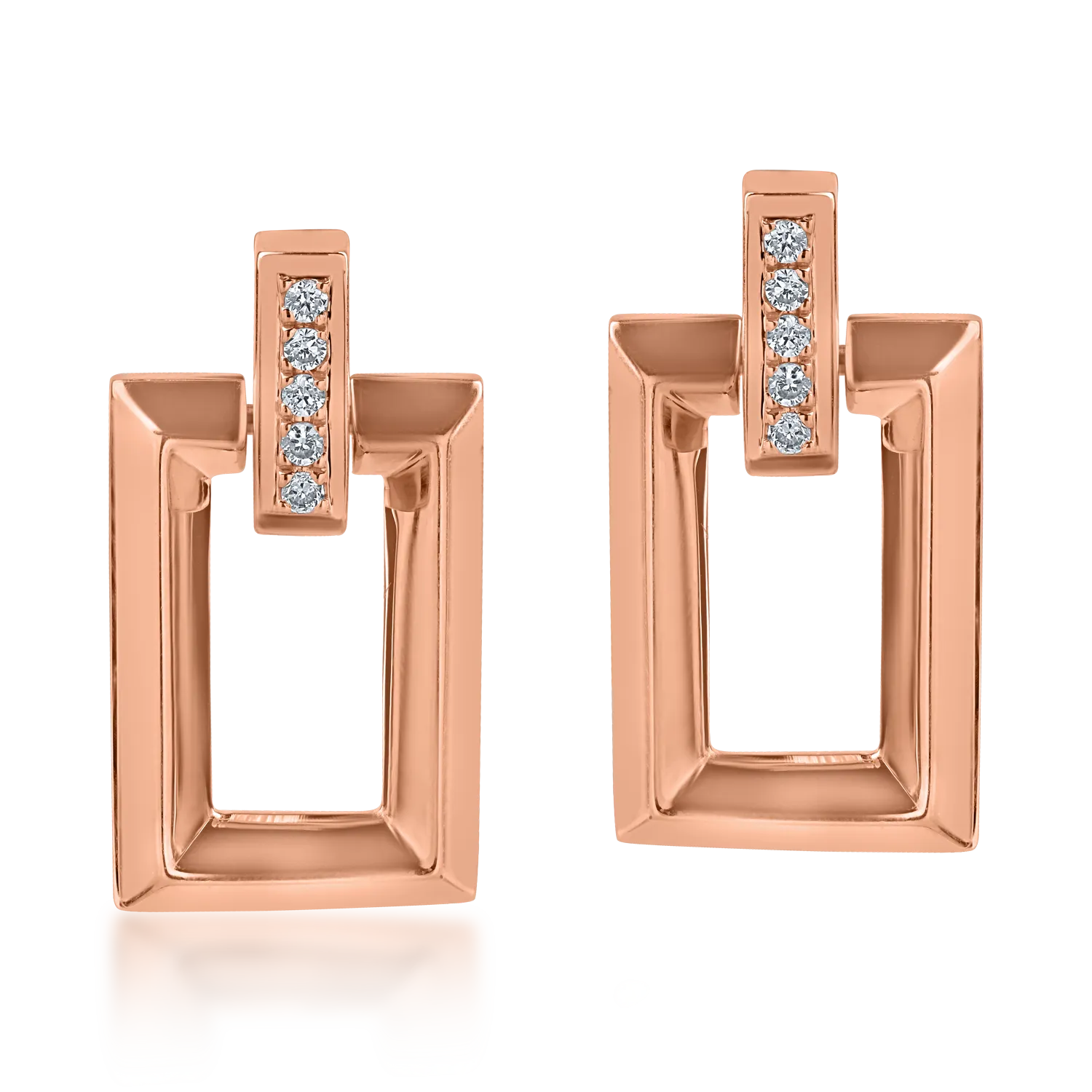 Rose gold geometric earrings with 0.026ct diamonds