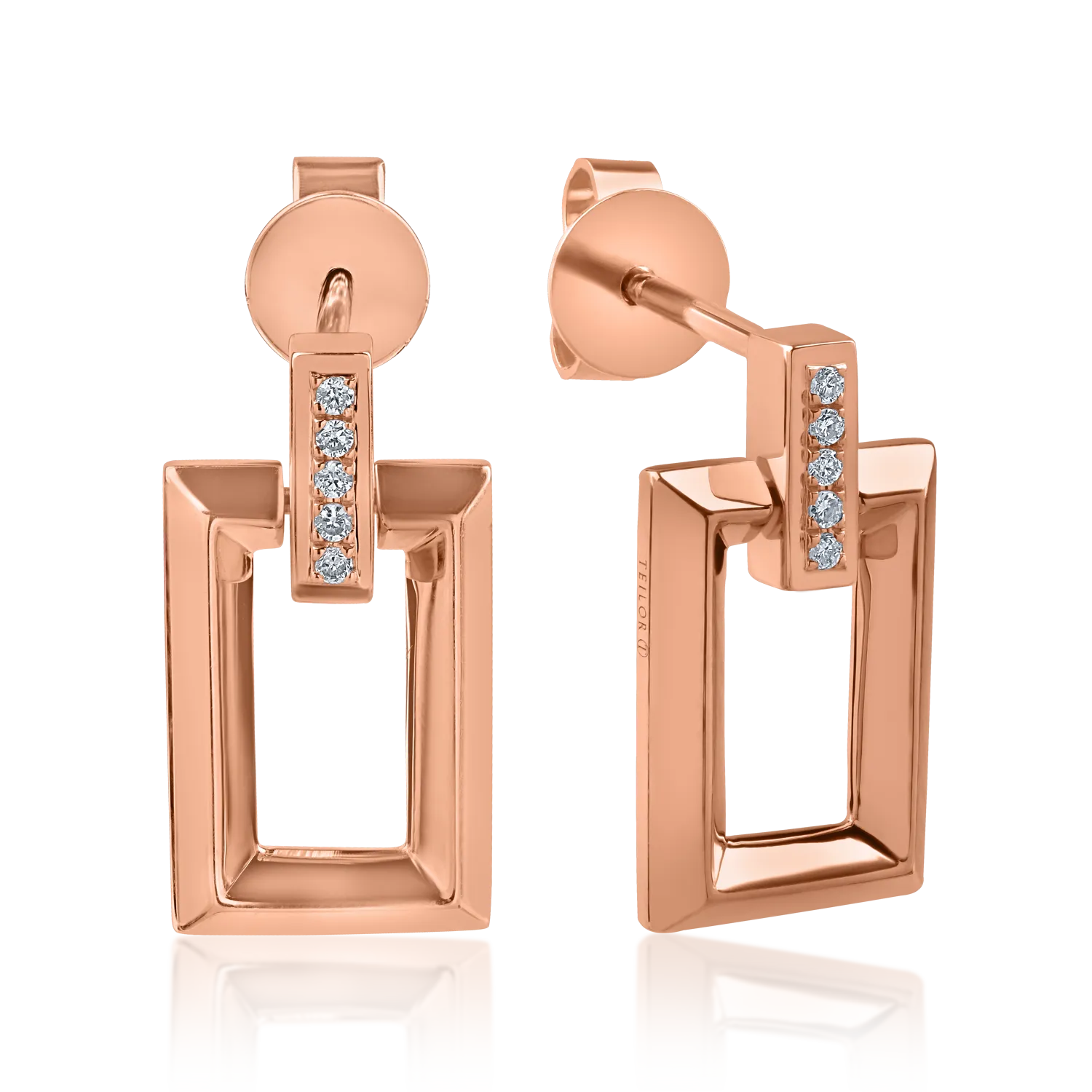 Rose gold geometric earrings with 0.026ct diamonds