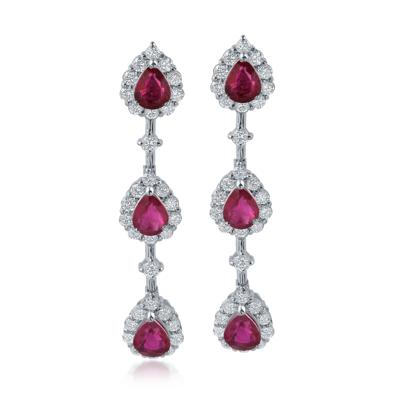 Platinum earrings with 2.83ct rubies and 1.12ct diamonds