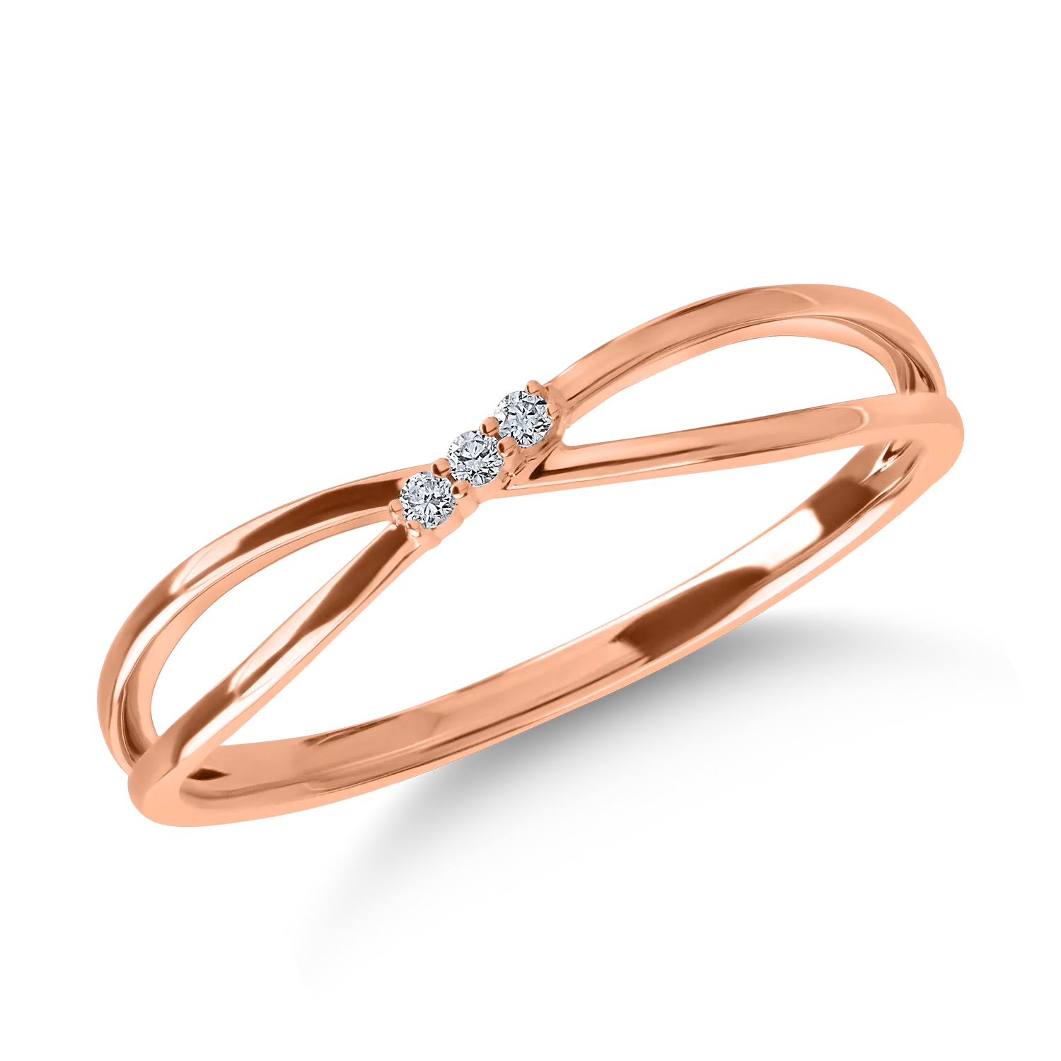 Inel din aur roz cu diamante de 0.023ct