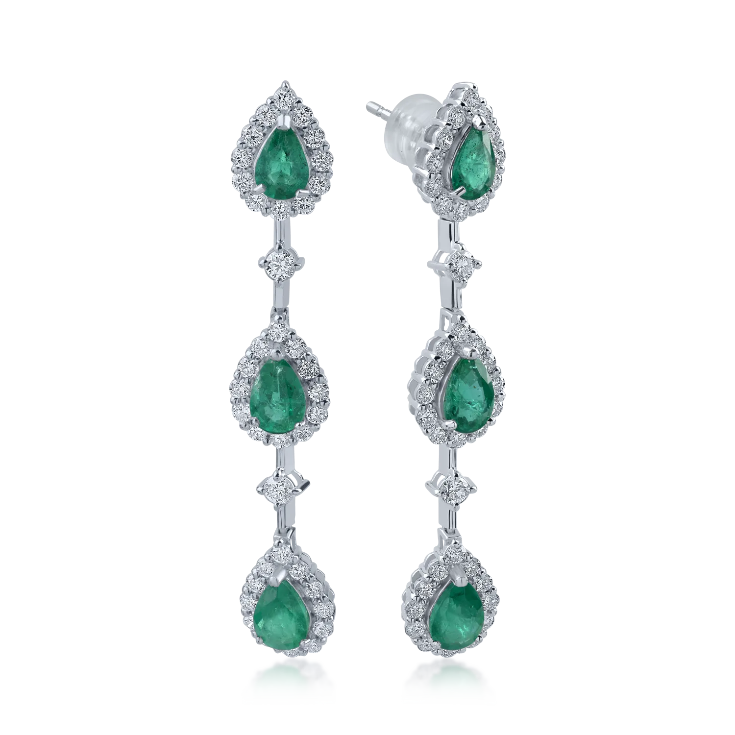 Platinum earrings with 2.16ct emeralds and 1.28ct diamonds