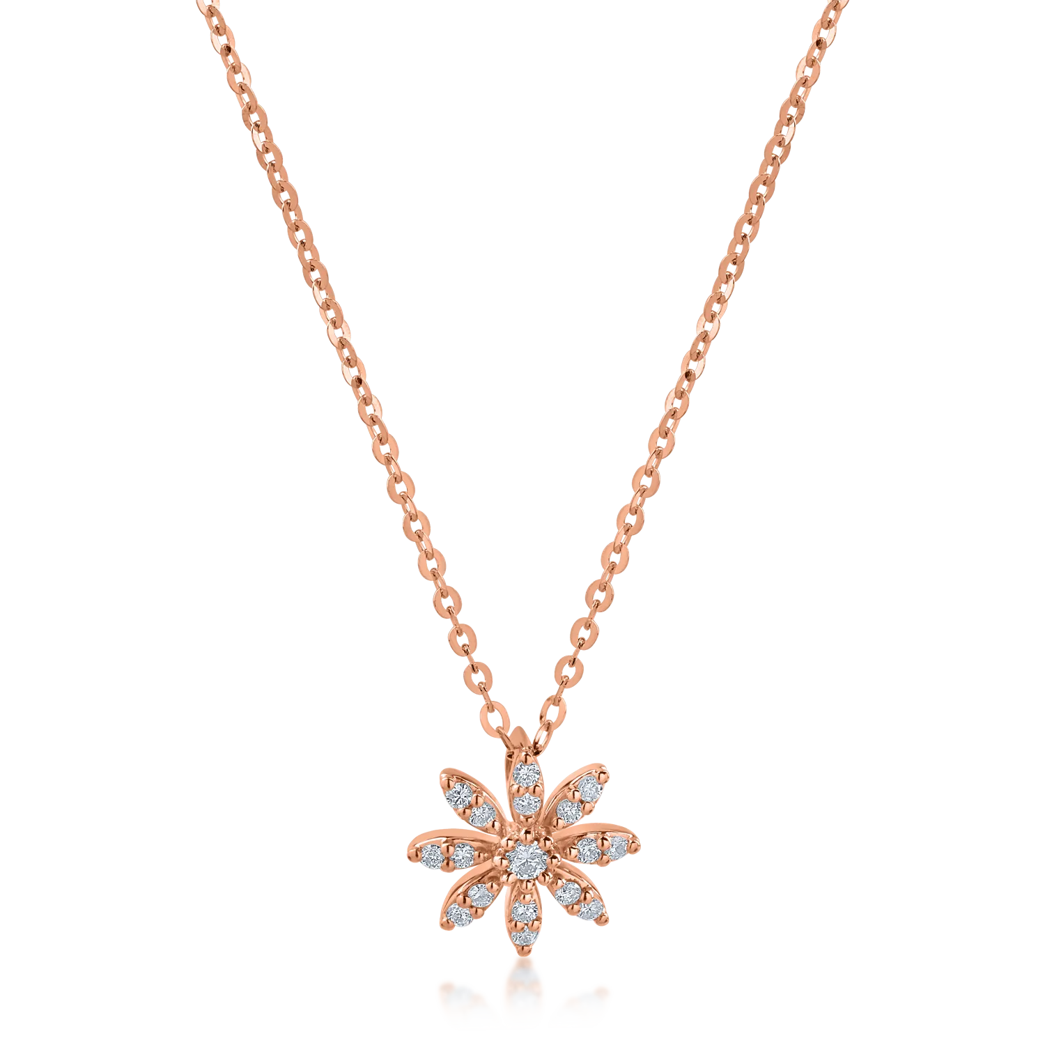Naszyjnik z kwiatkiem w kolorze różowego złota z diamentami o masie 0.065ct