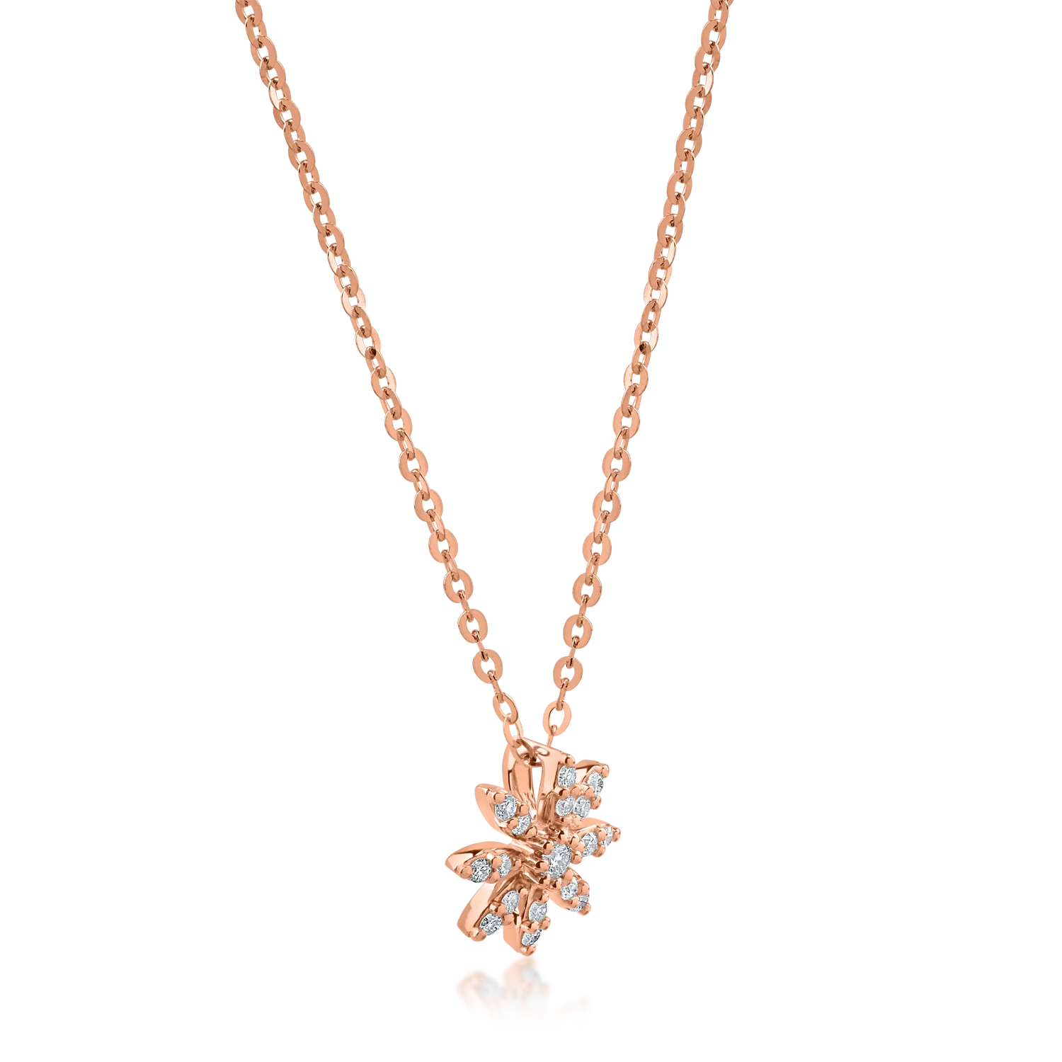 Rose gold flower pendant necklace with 0.065ct diamonds