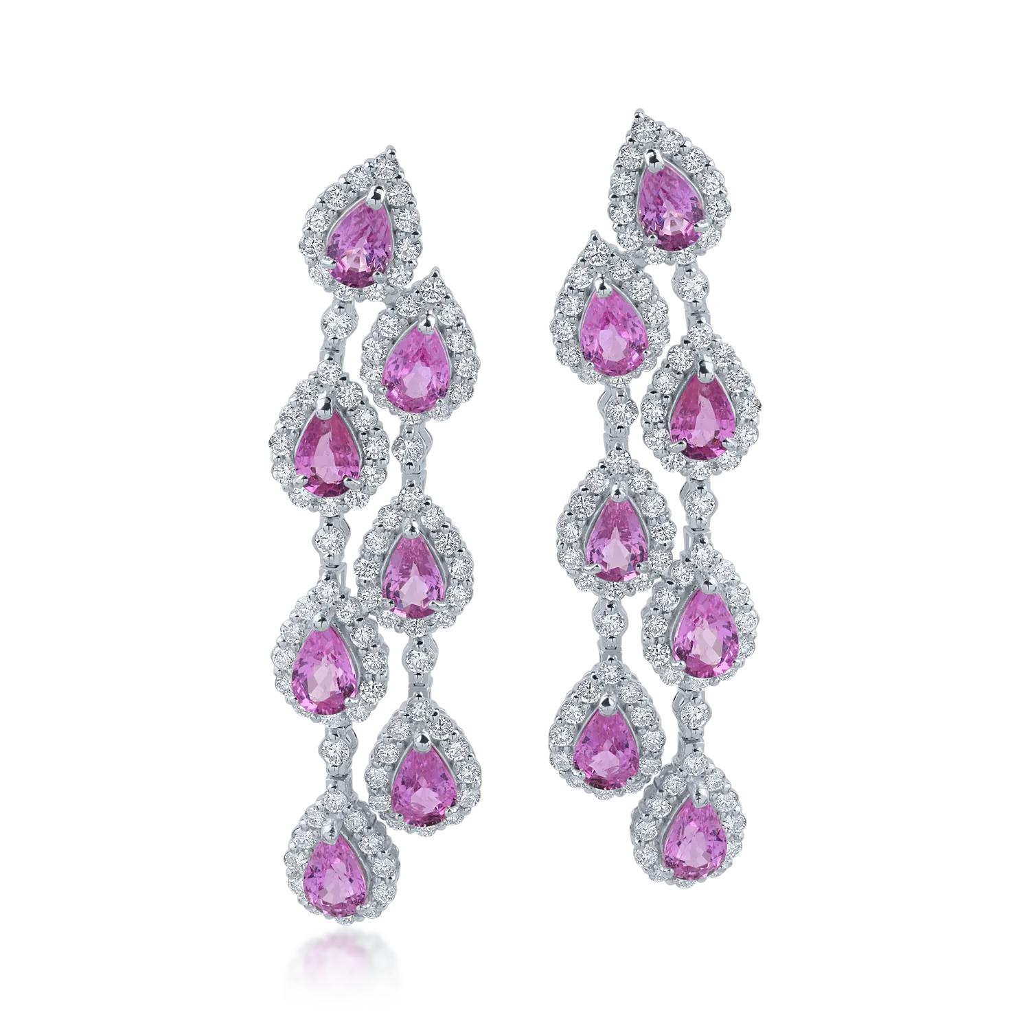 Platinum earrings with 7.35ct pink sapphires and 2.68ct diamonds
