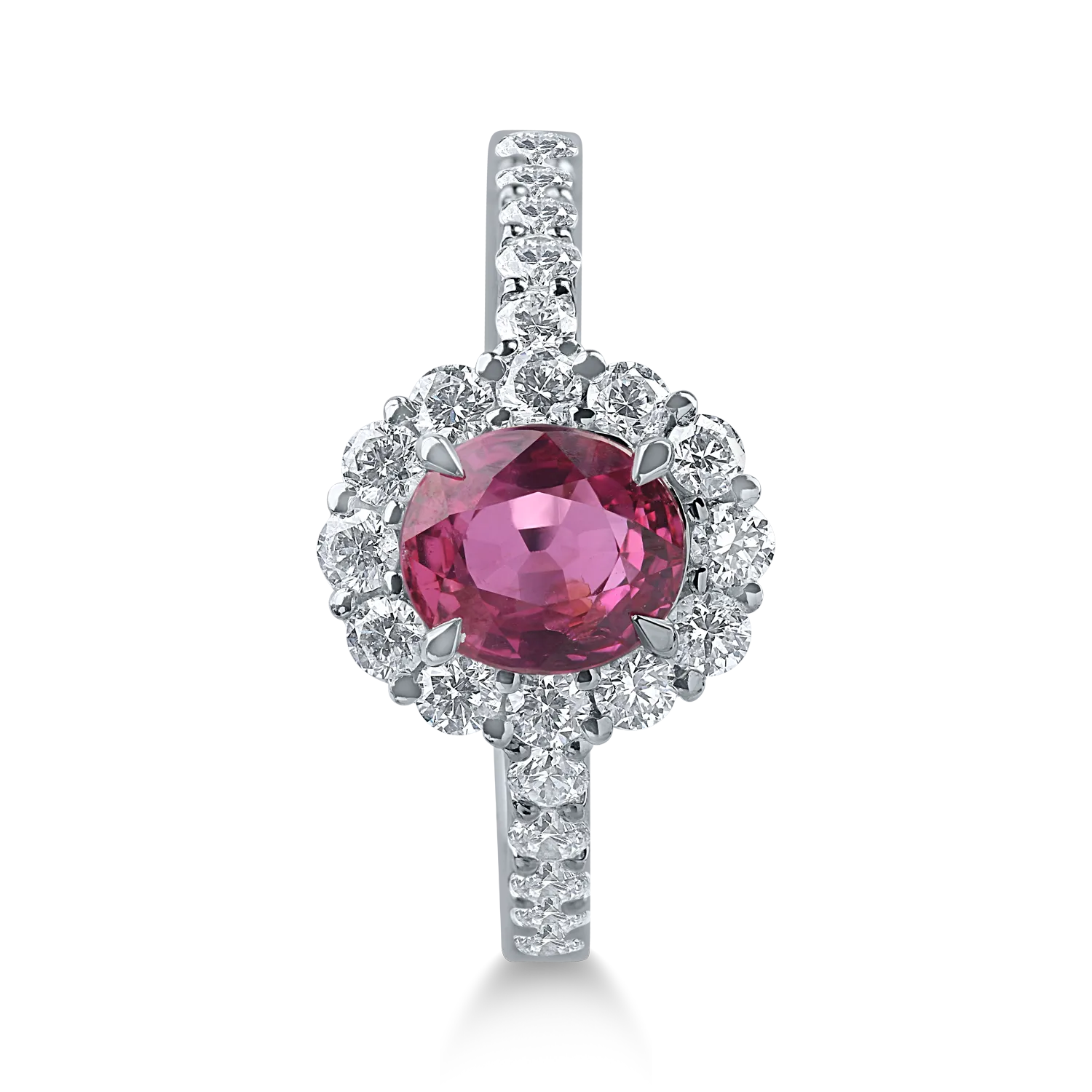 Platina gyűrű 1.16ct rubinnal és 0.59ct gyémántokkal