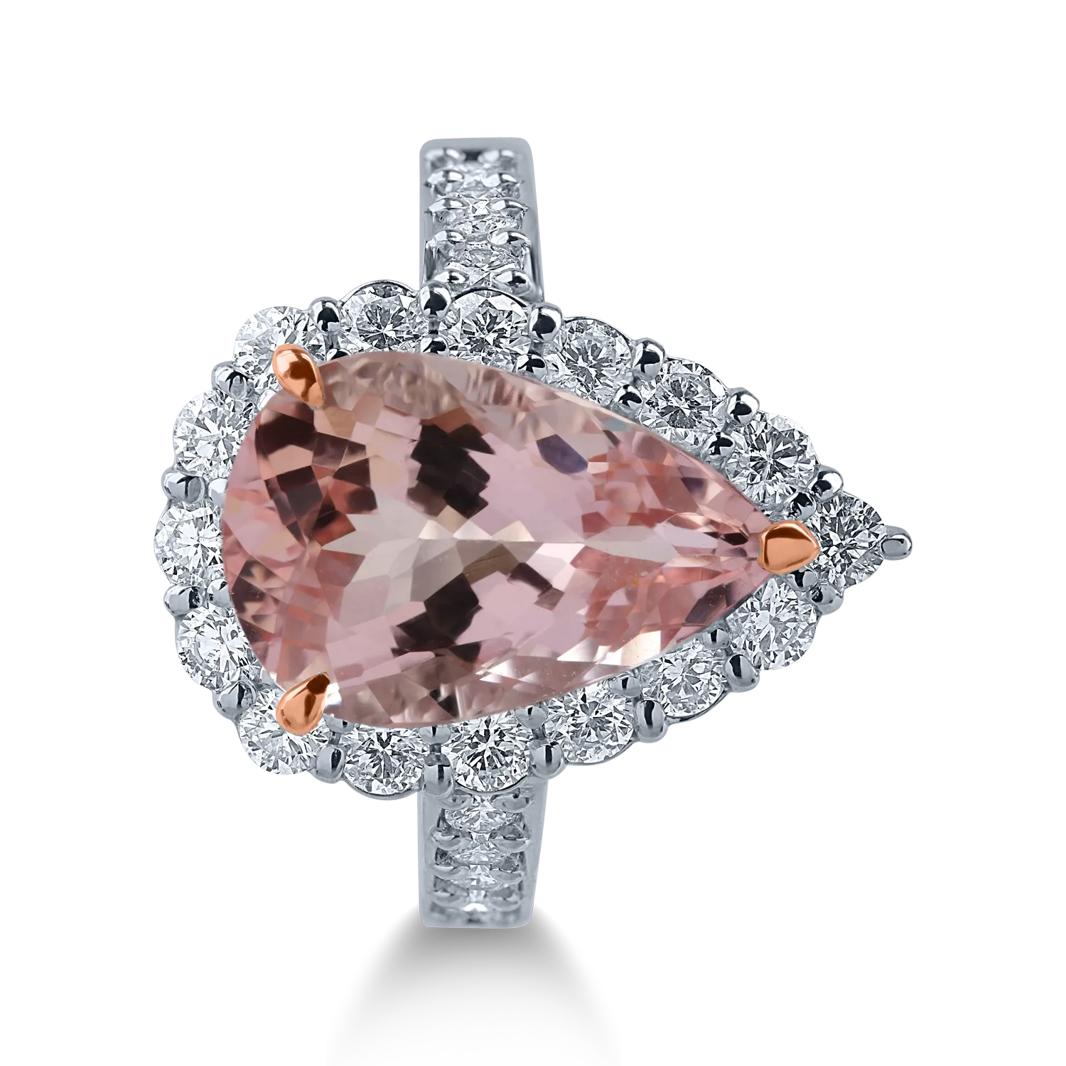 Platynowy pierścionek z morganitem 3.58 ct i diamentami 0.82 ct