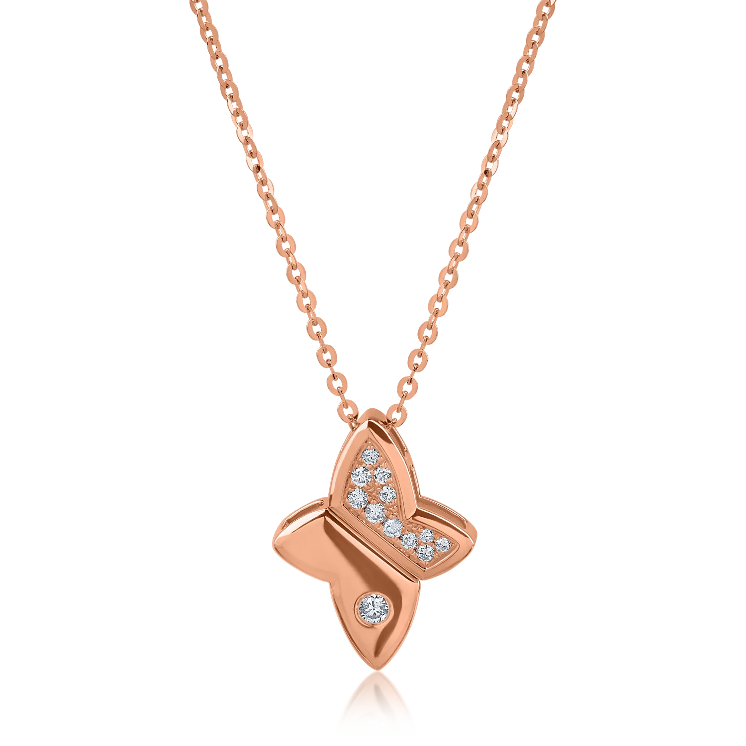 Rose gold pendant necklace with 0.082ct diamonds