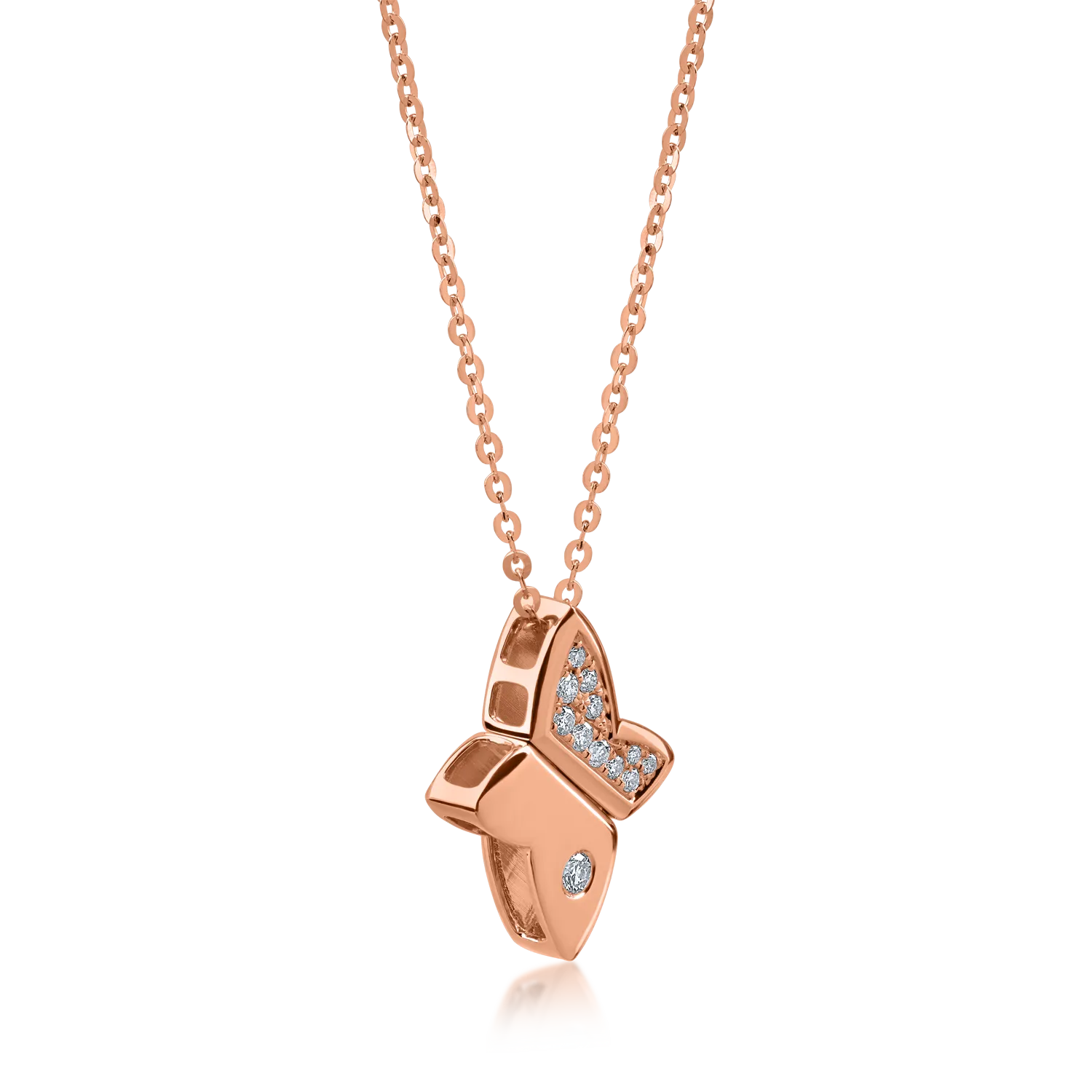 Rose gold pendant necklace with 0.082ct diamonds