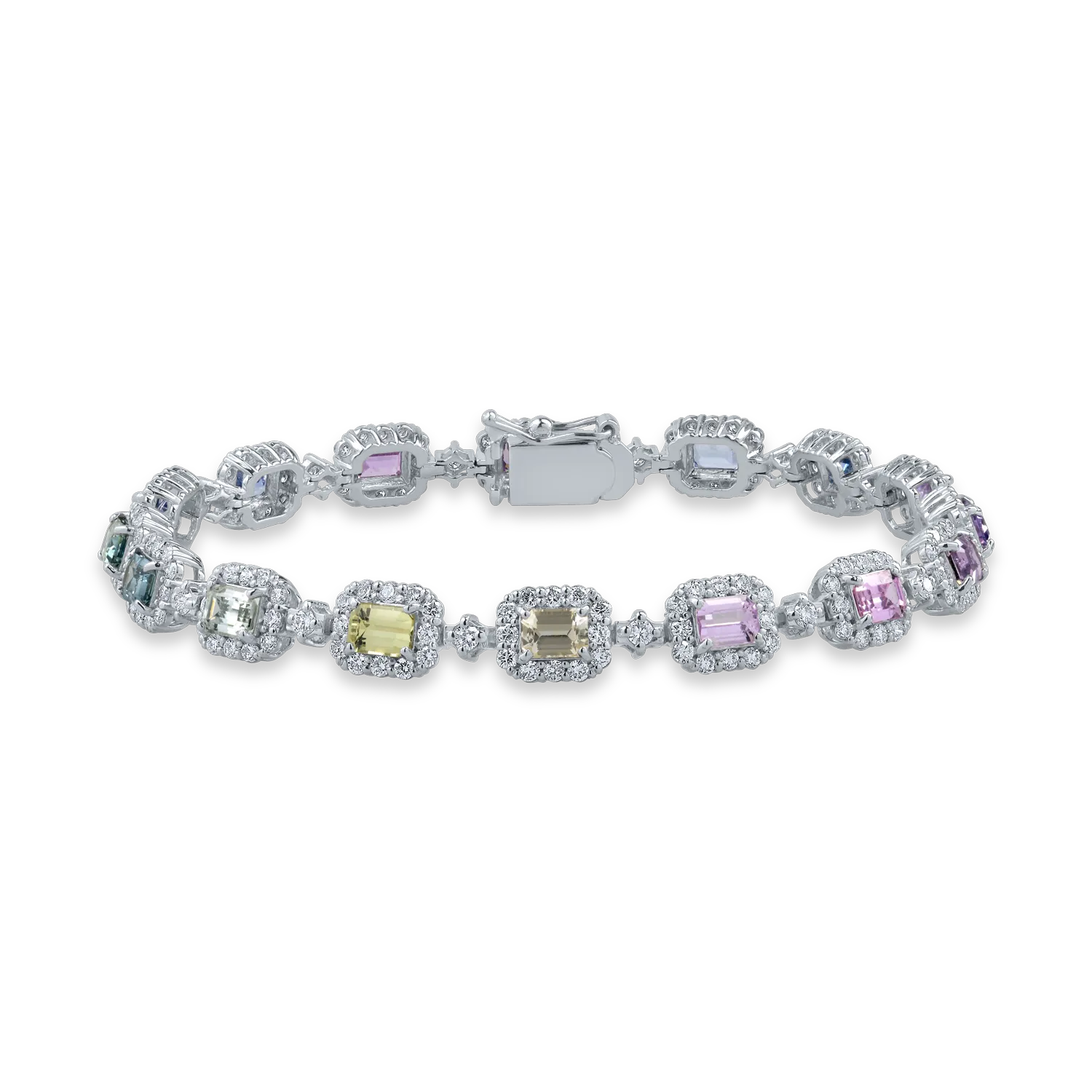 Platinum bracelet with 4.02ct multicolored sapphires and 2.11ct diamonds