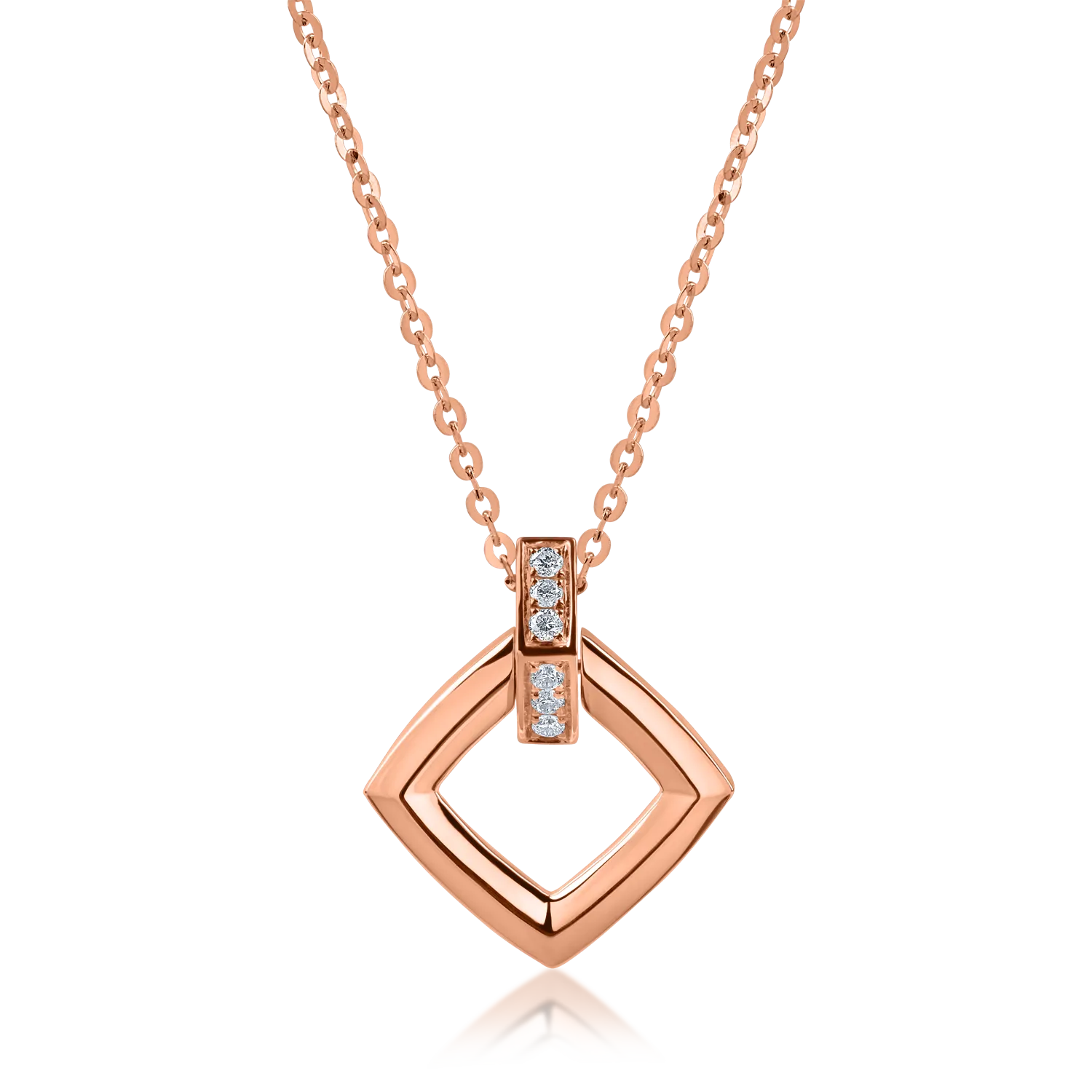 Rose gold geometric pendant necklace with 0.046ct diamonds