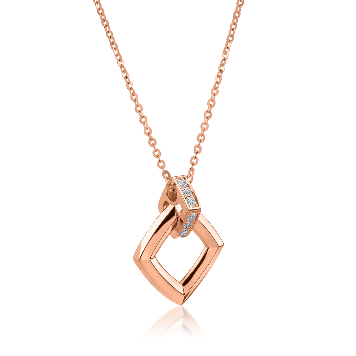 Rose gold geometric pendant necklace with 0.046ct diamonds