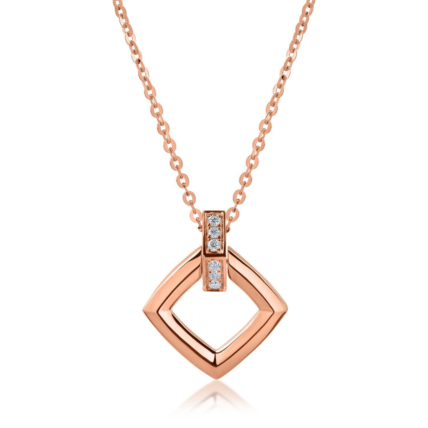 Lant cu pandantiv geometric din aur roz cu diamante de 0.046ct-164192