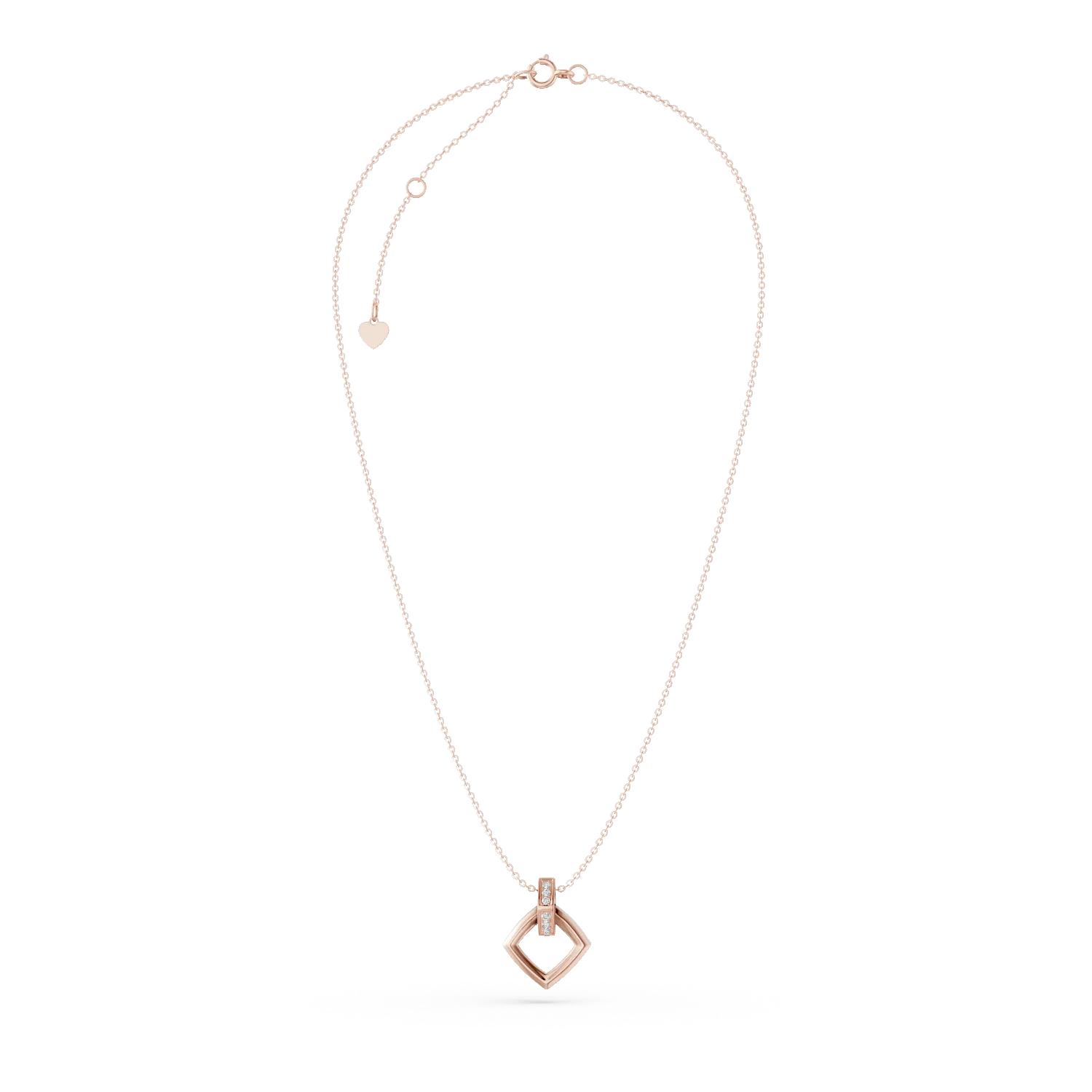 Геометрична висулка от розово злато с диаманти 0.046кt