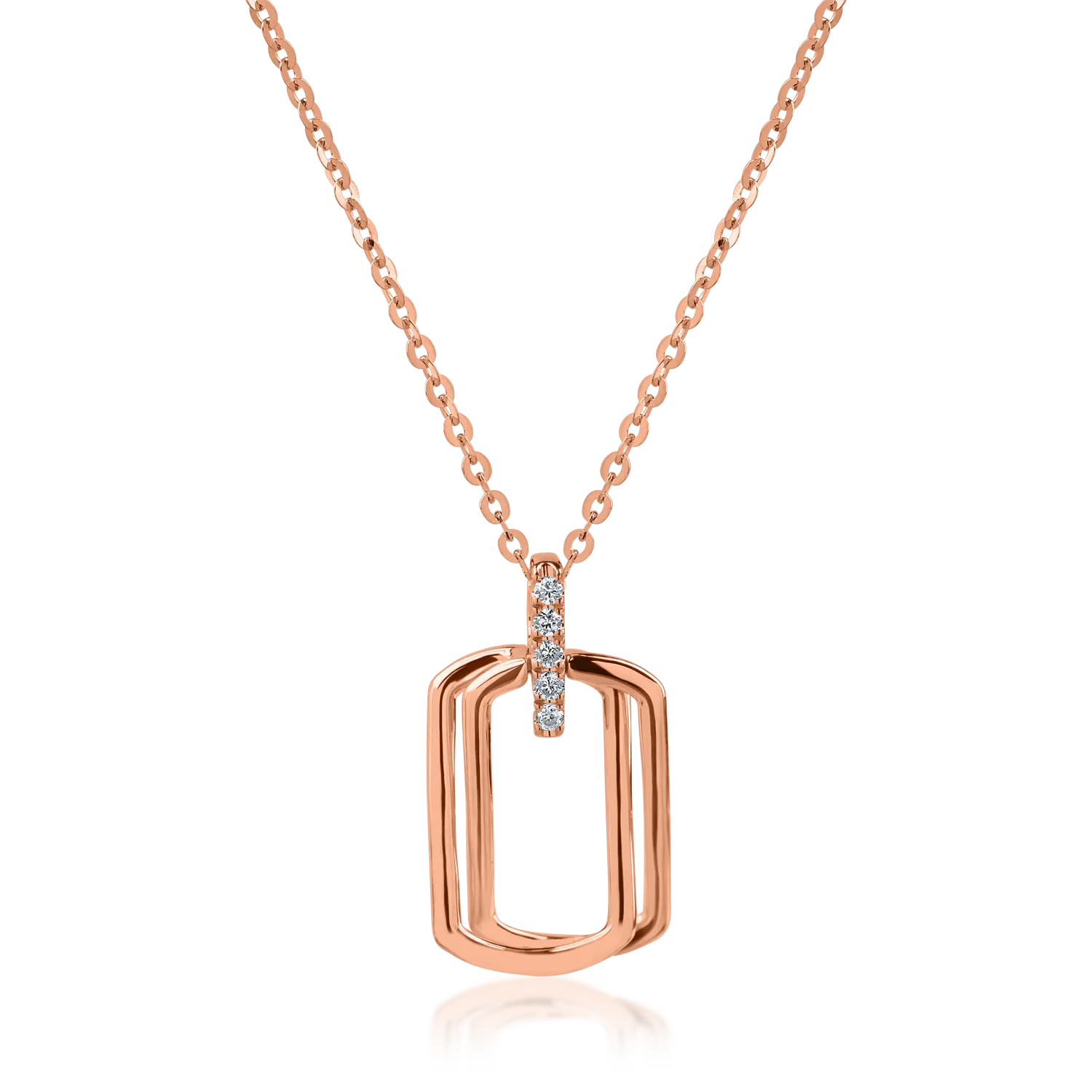 Rose gold geometric pendant necklace with 0.025ct diamonds