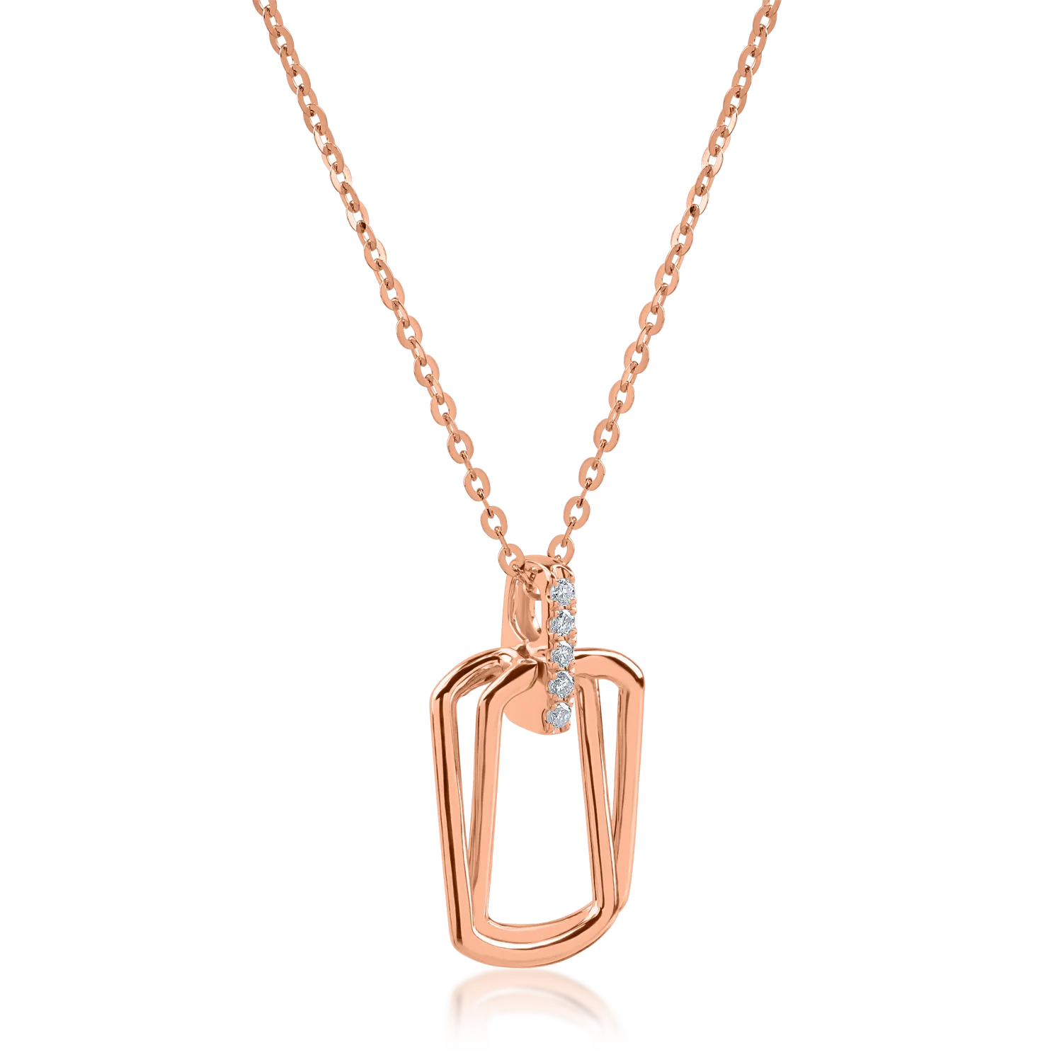 Rose gold geometric pendant necklace with 0.025ct diamonds