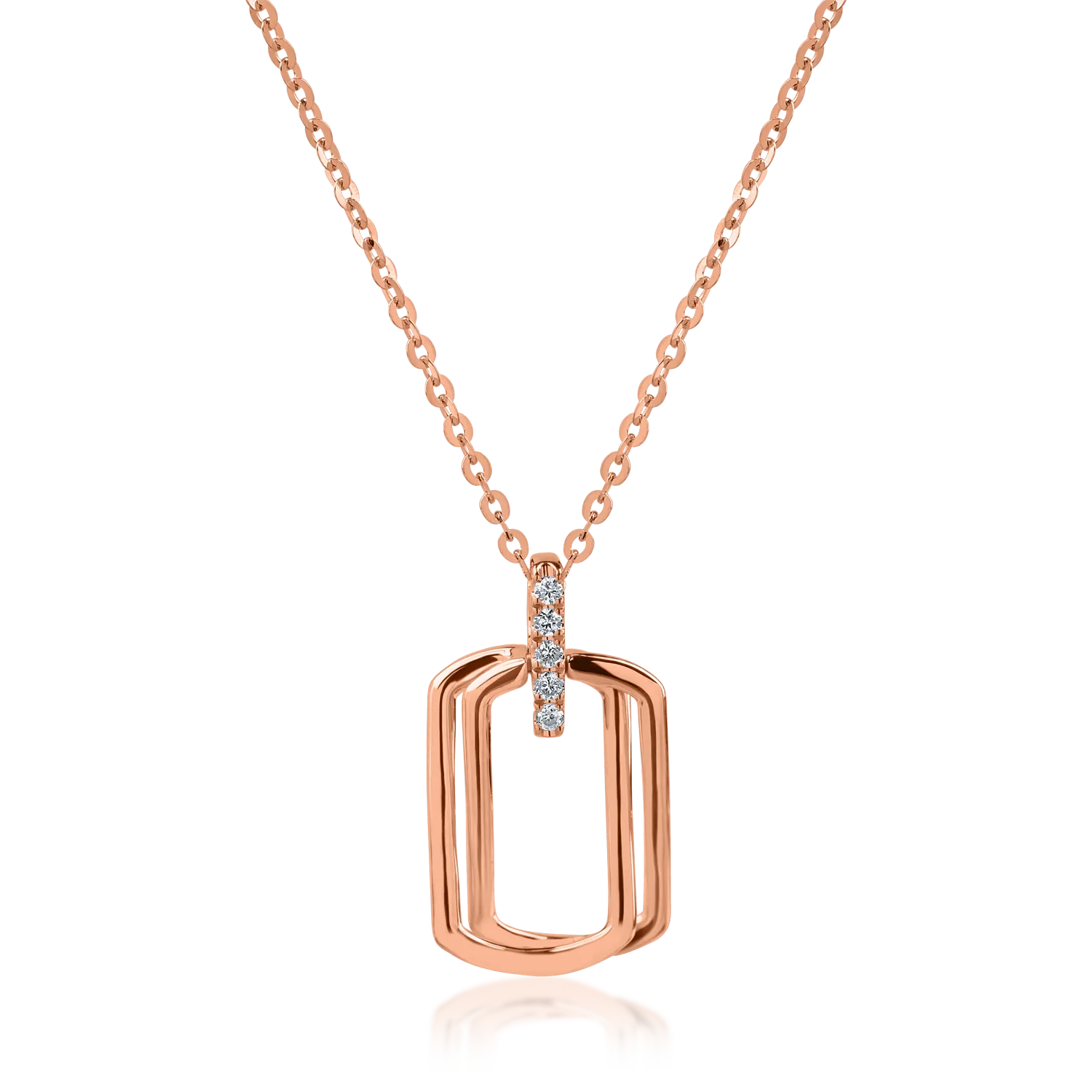Rose gold geometric pendant necklace with 0.025ct diamonds-164194