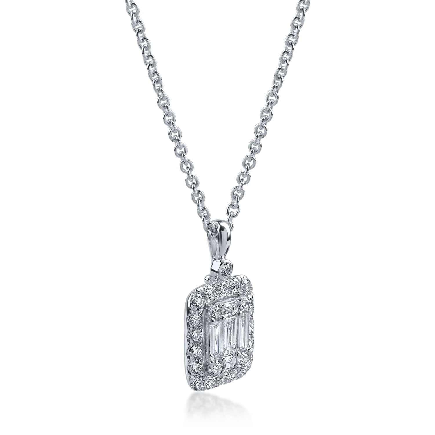 Lant cu pandantiv din aur alb cu diamante de 1.96ct