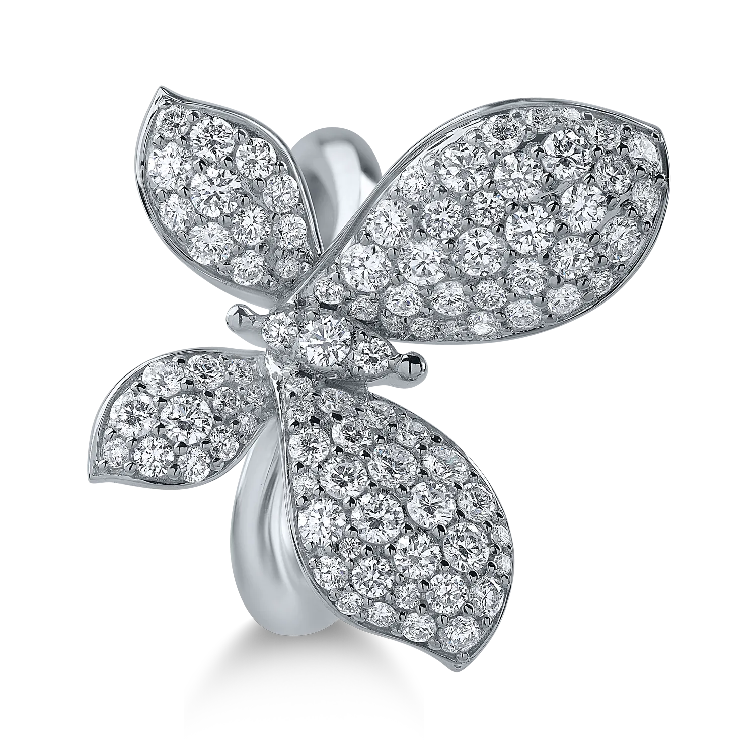 White gold butterfly ring with 1.45ct diamonds